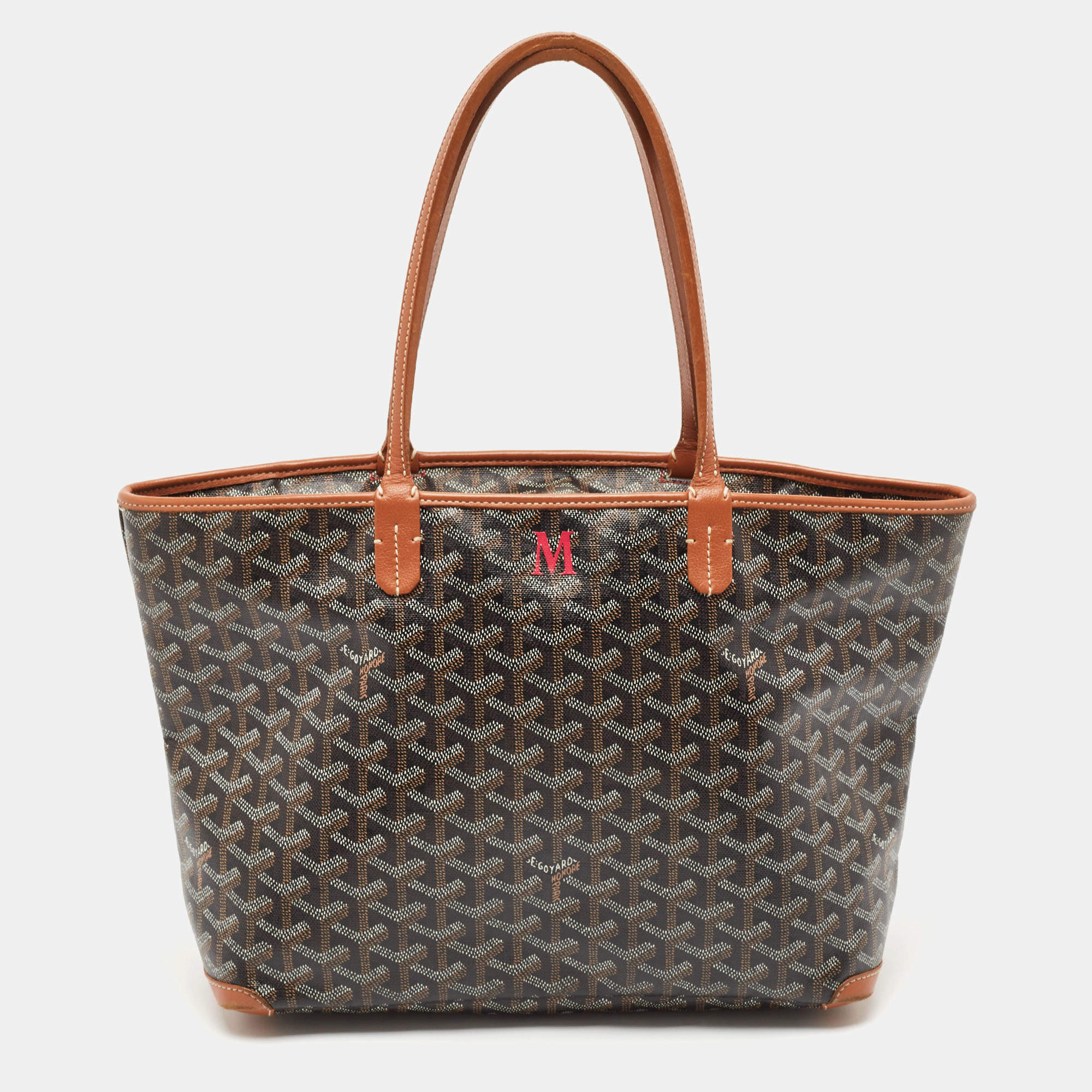 Pre Owned Goyard Brown Goyardine Coated Canvas Artois PM Tote