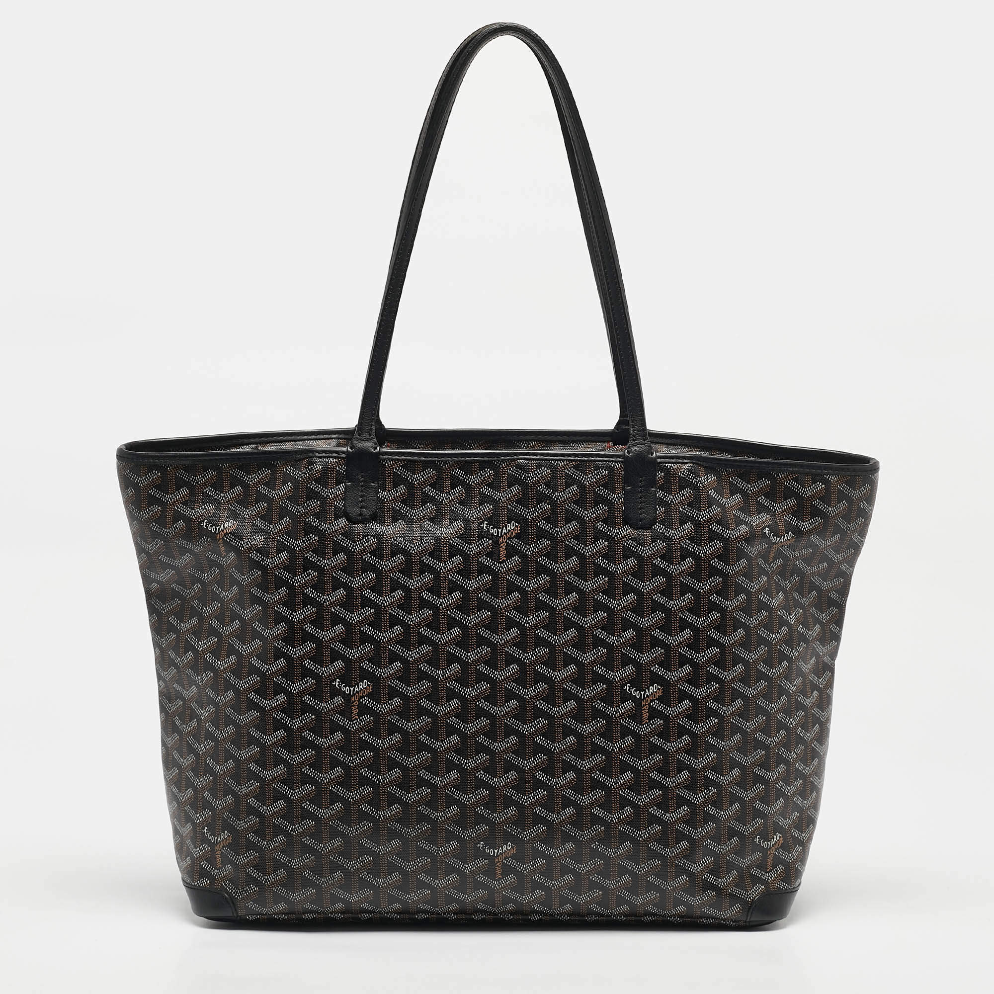 Pre Owned Goyard Black Goyardine Coated Canvas and Leather Artois MM Tote