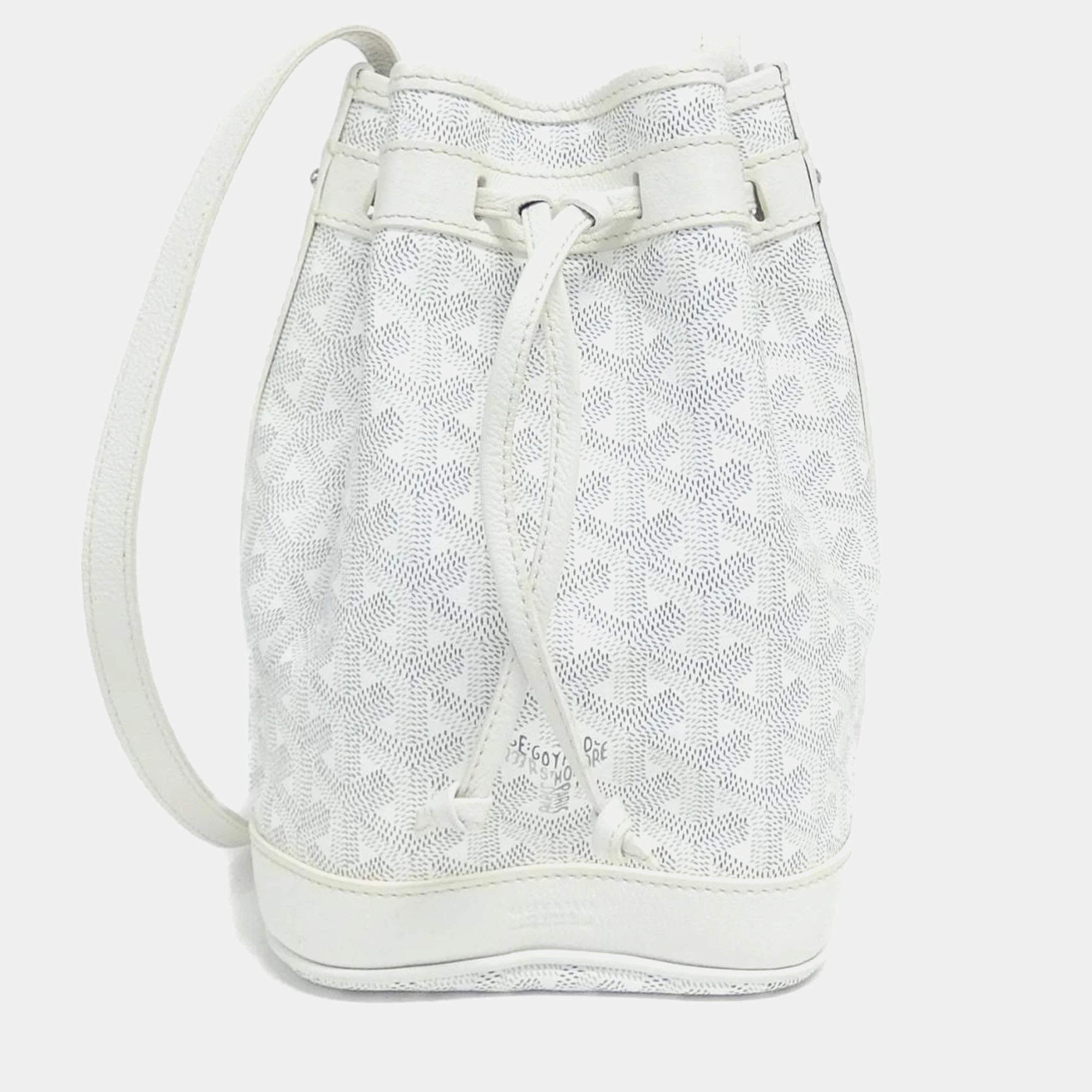 Goyard White Goyardine Petit Flot PM Bucket Bag 