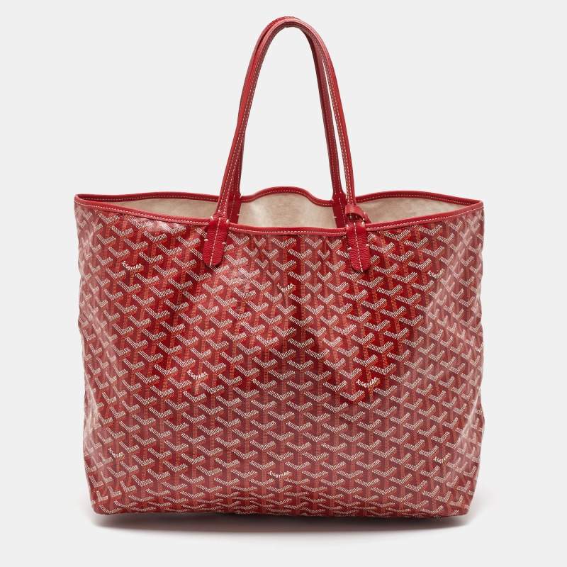 Pre Owned Goyard Red Goyardine Coated Canvas and Leather Saint Louis GM Tote