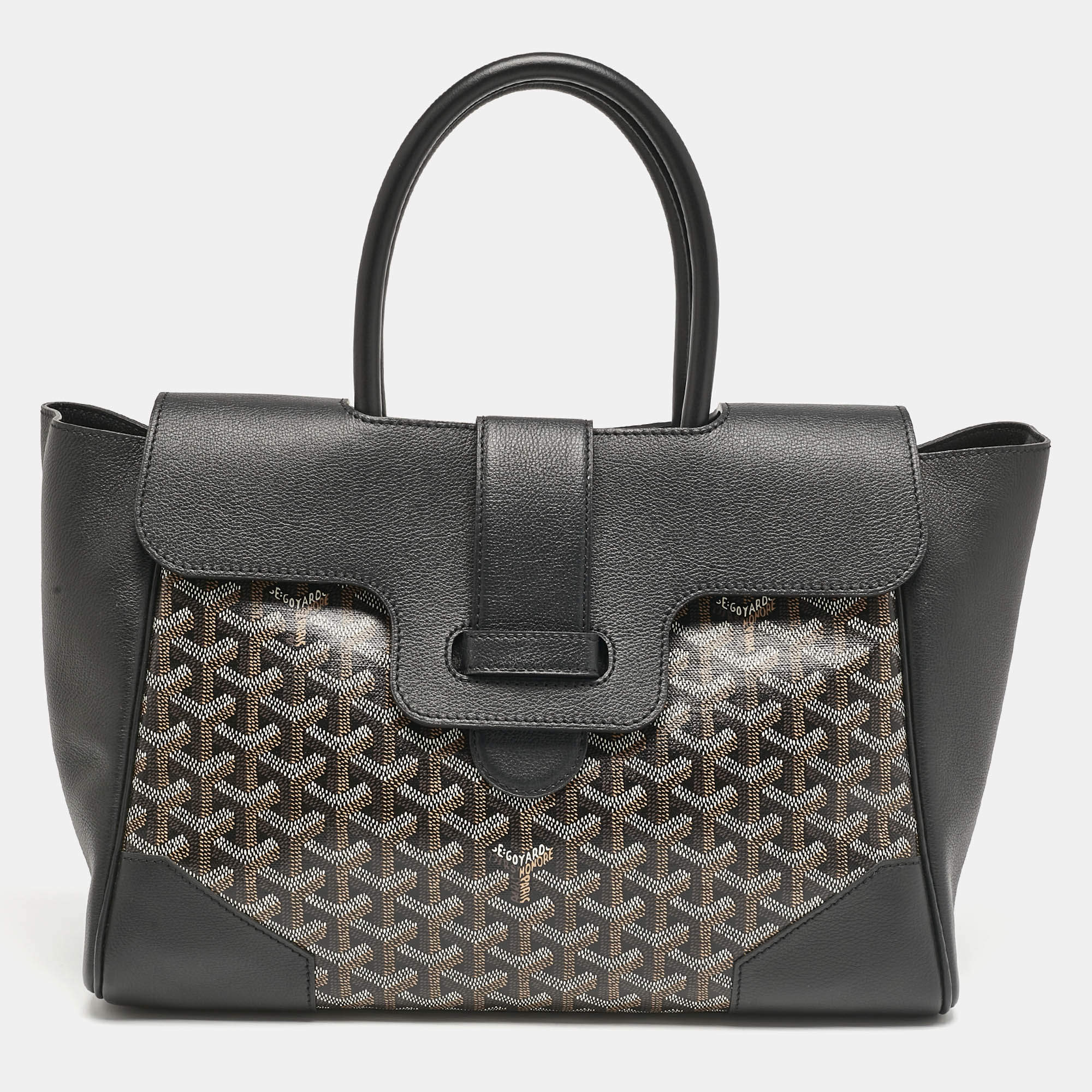 Goyard Black Goyardine Coated Canvas and Leather Saigon Tote