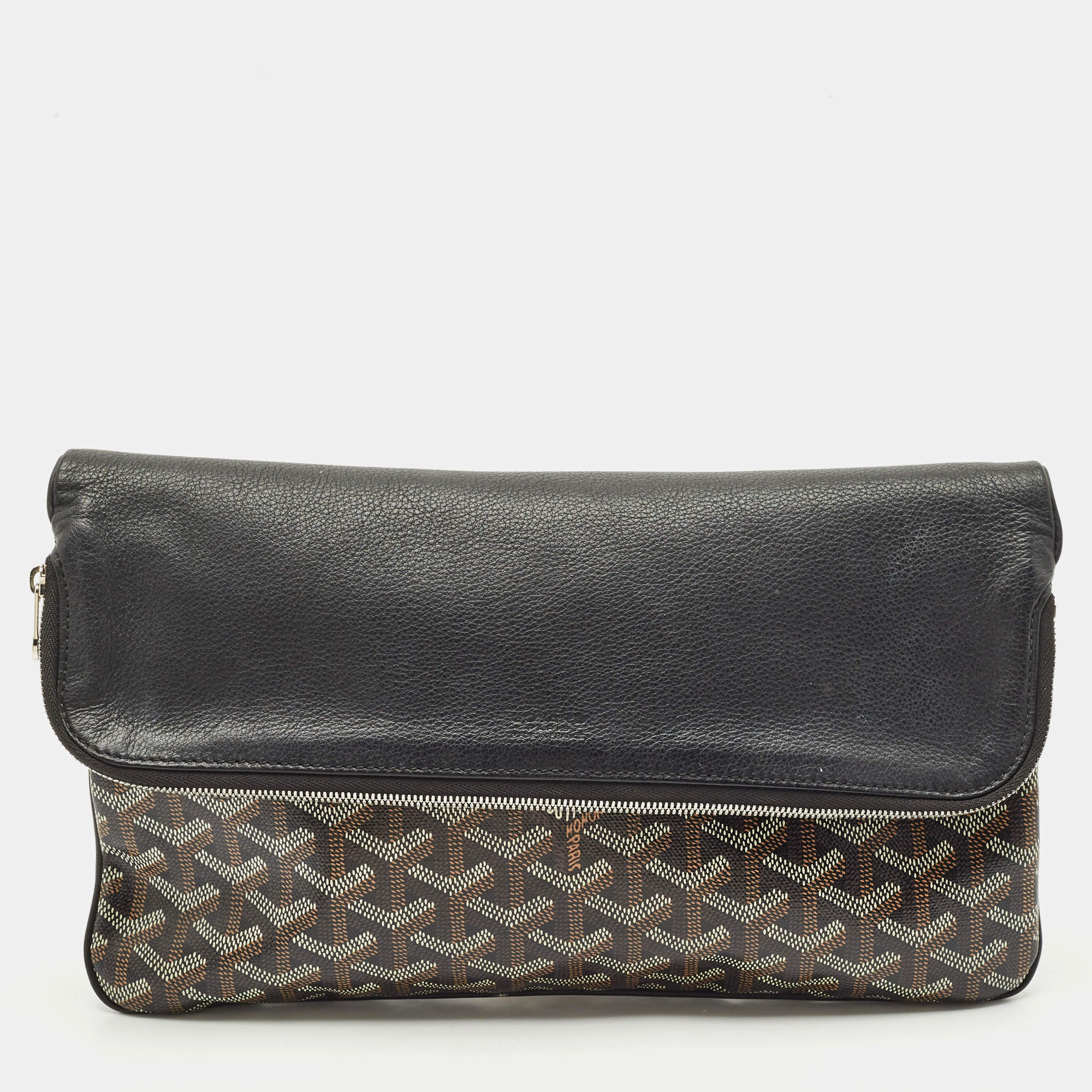 Pre Owned Goyard Black Goyardine Coated Canvas Sainte Marie Clutch