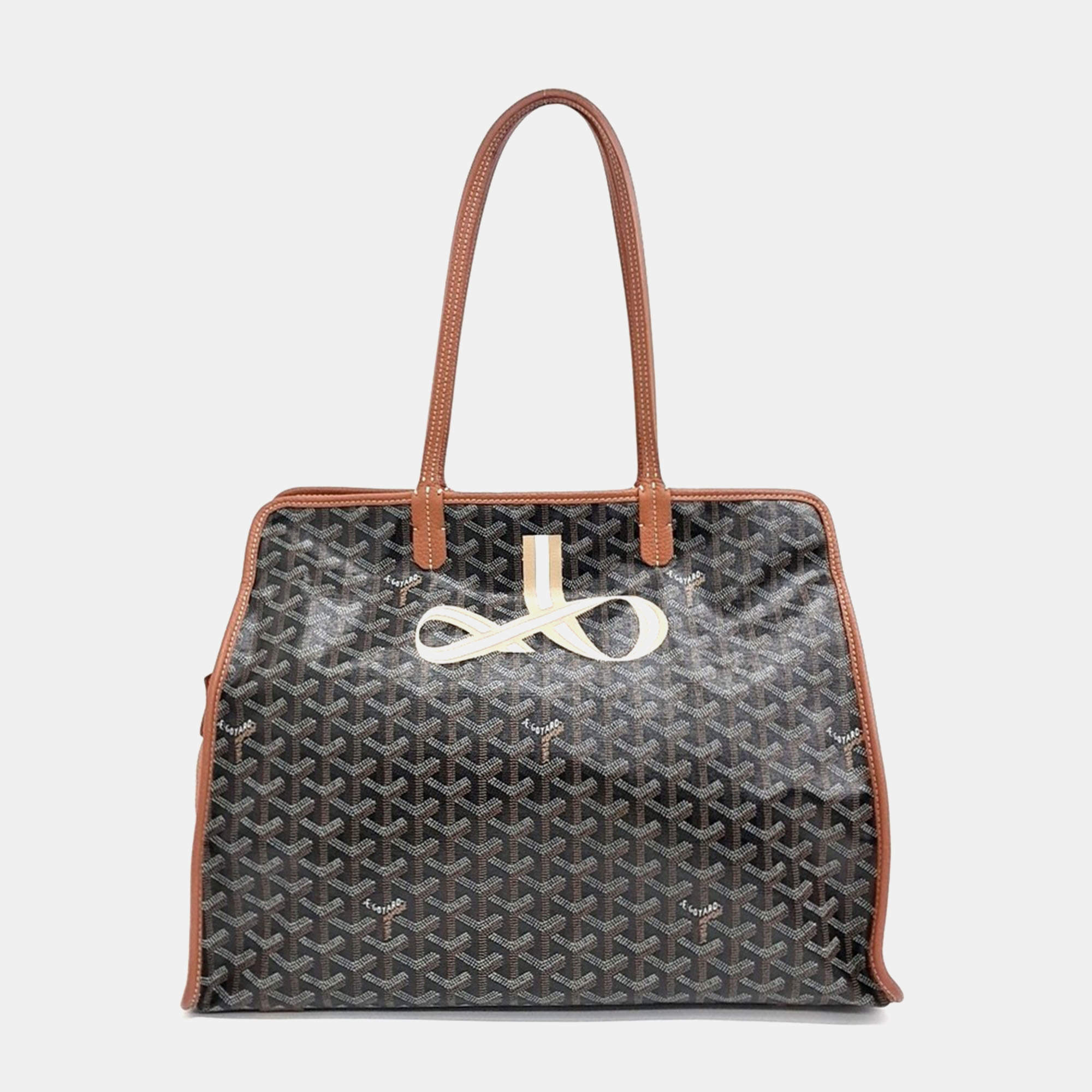 Goyard Black Brown Canvas Macage Hardy PM bag