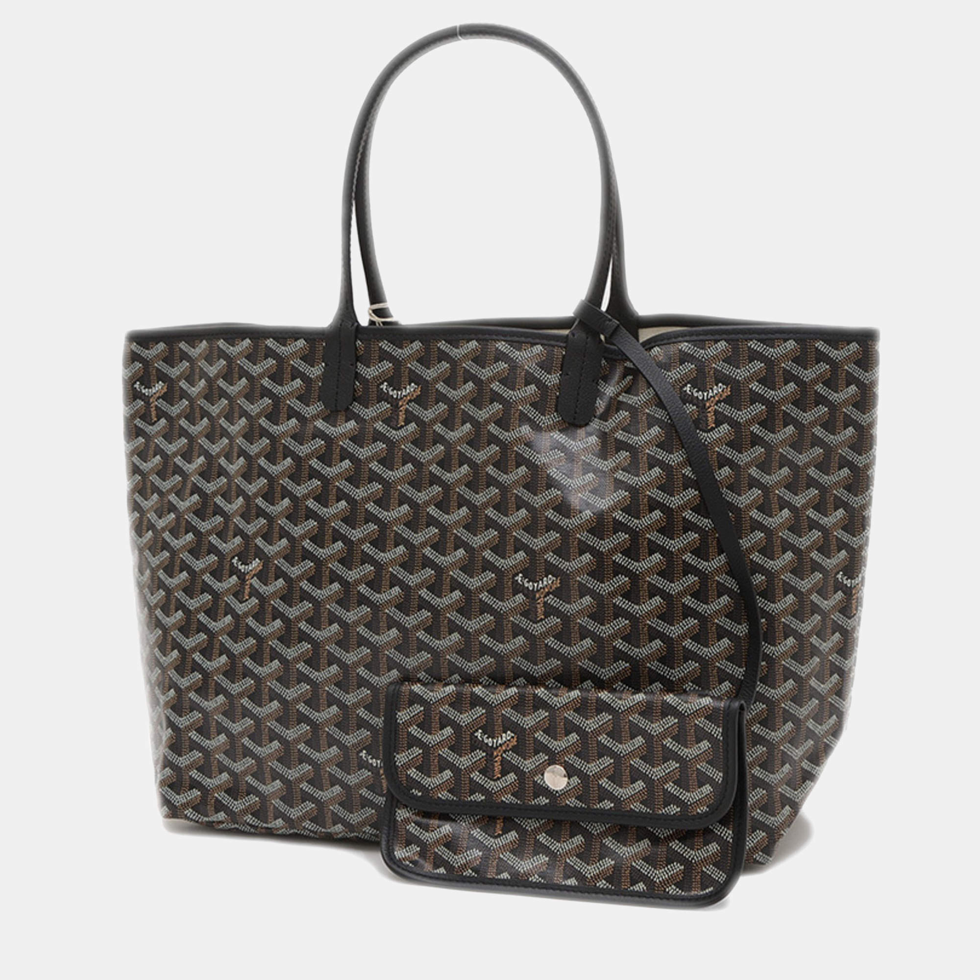 Pre Owned Goyard Black Canvas and Leather Saint Louis PM Tote Bag