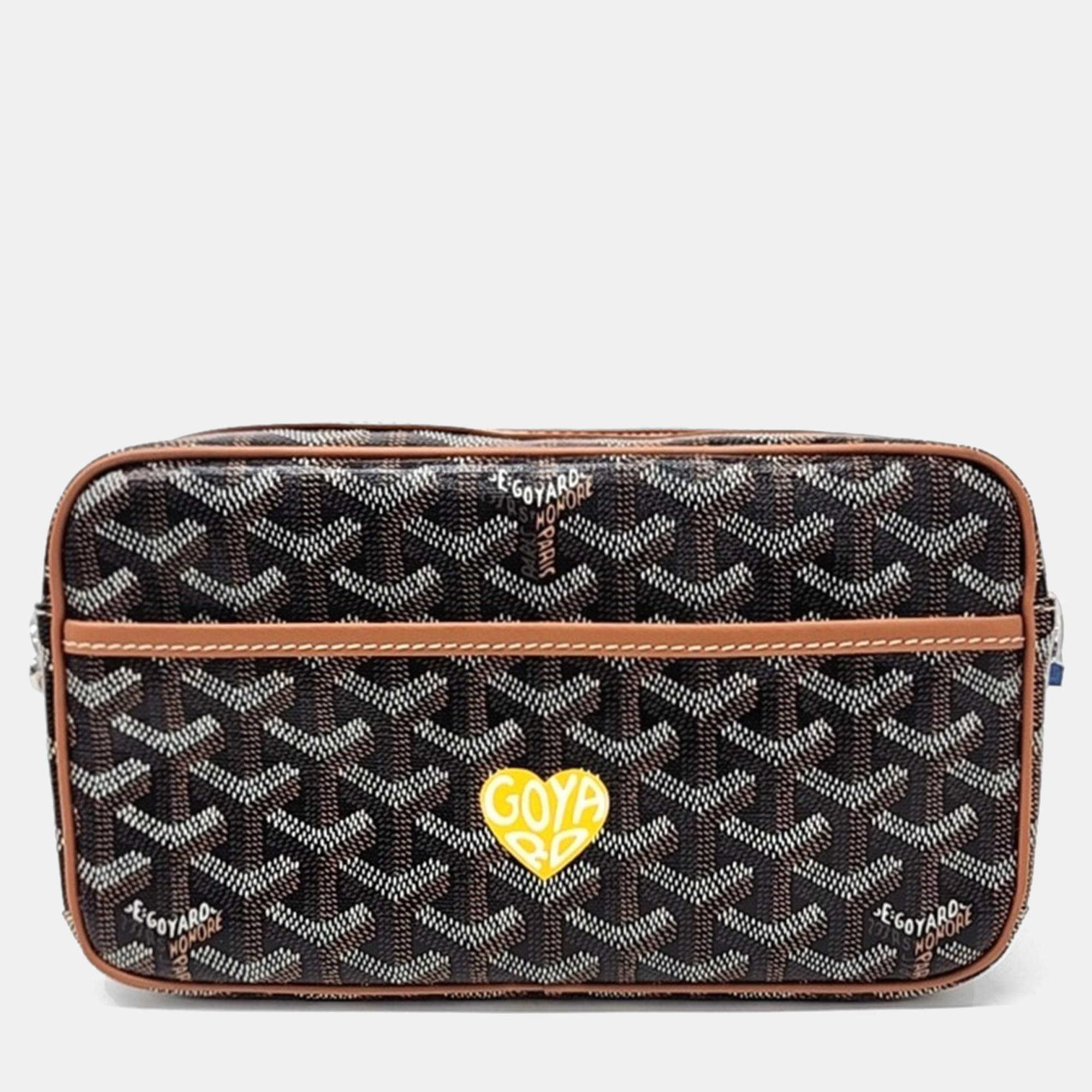Goyard Black Brown PVC Macaque Cafere Crossbody Bag
