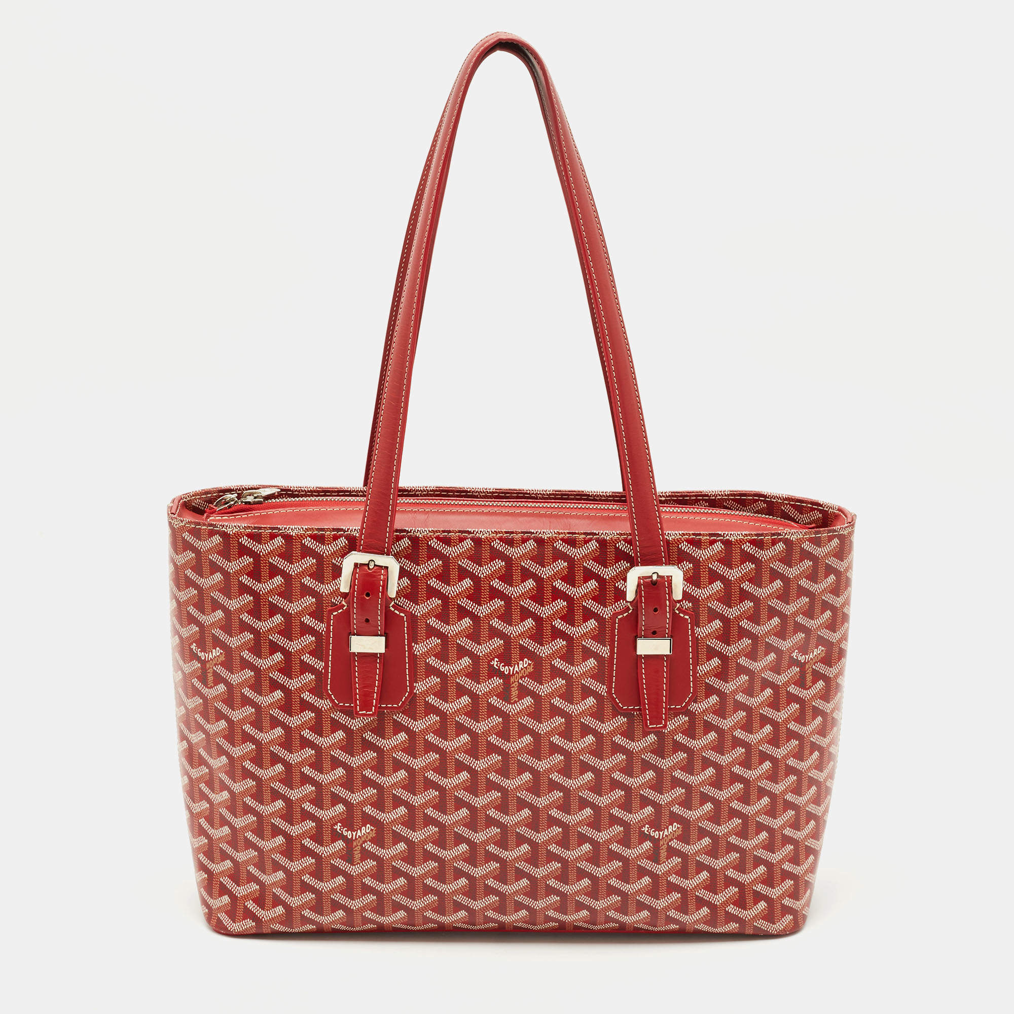 Goyard Red Goyardine Coated Canvas Okinawa PM Tote