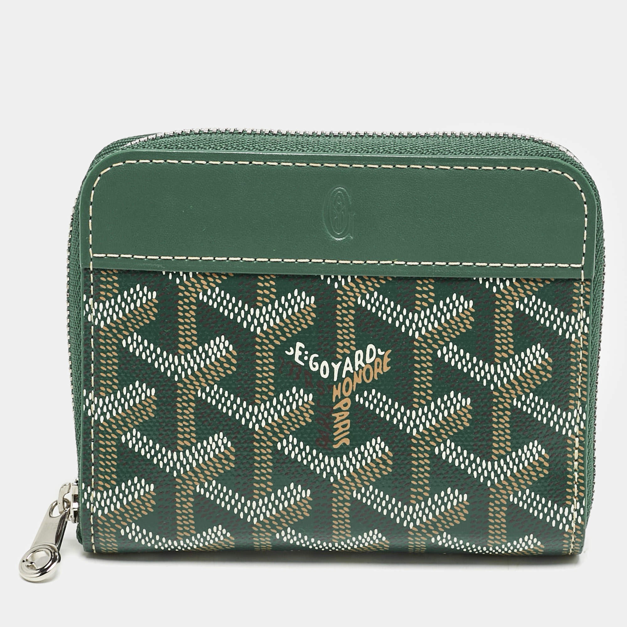 Goyard Green Goyardine Coated Canvas and Leather Matignon PM Wallet