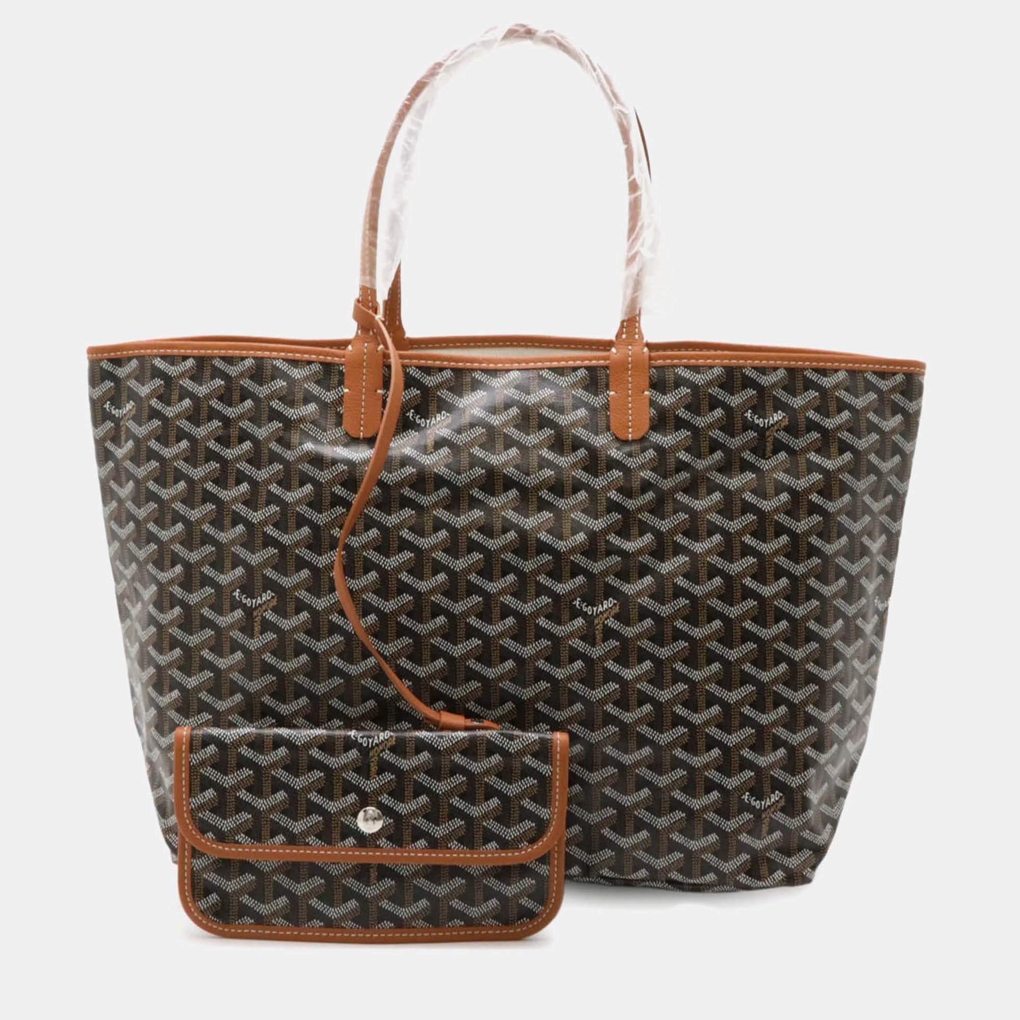 Goyard Saint Louis PM Black Brown Coated Canvas Tote Bag