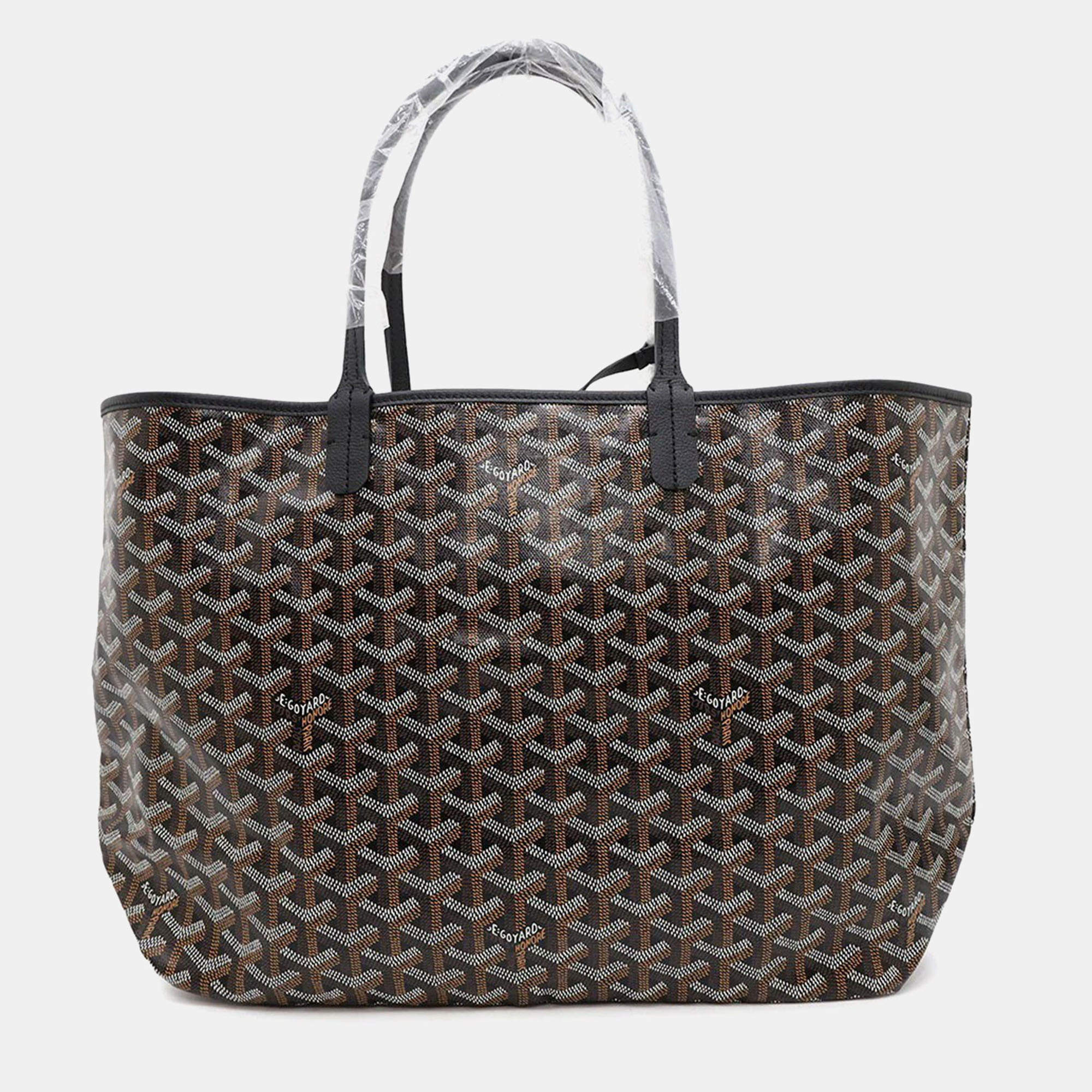 Goyard Saint Louis Black Pvc Coated Canvas Leather Size Pm