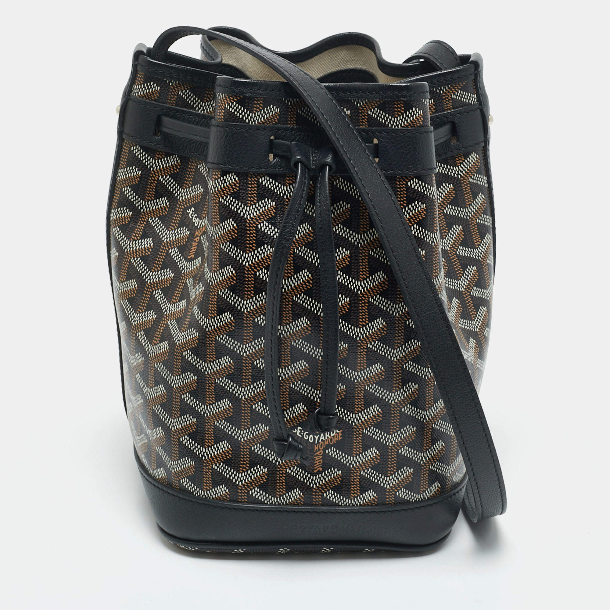 Goyard Black Goyardine Coated Canvas and Leather Flot Bucket Bag