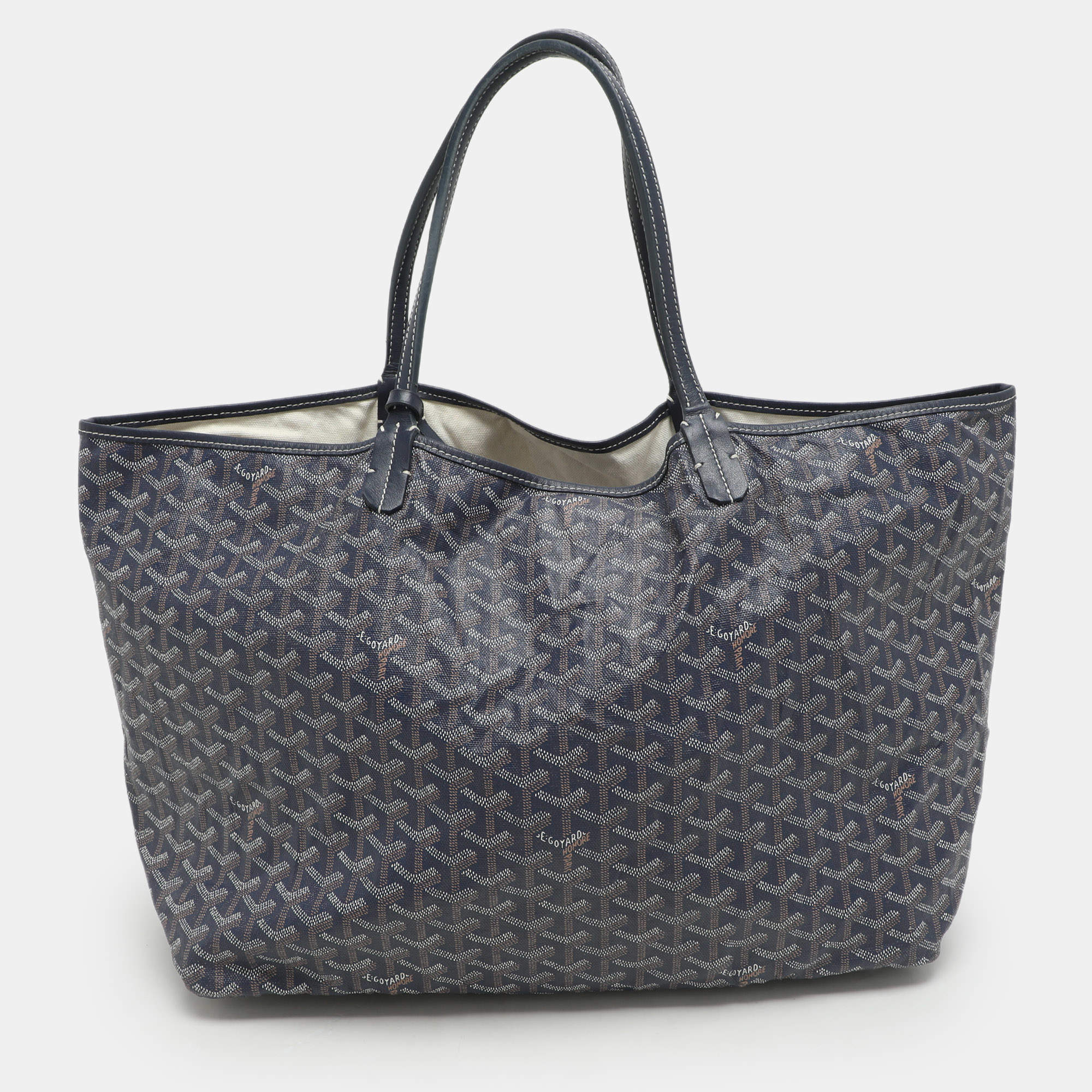Pre Owned Goyard Blue Goyardine Canvas St. Louis GM Bag