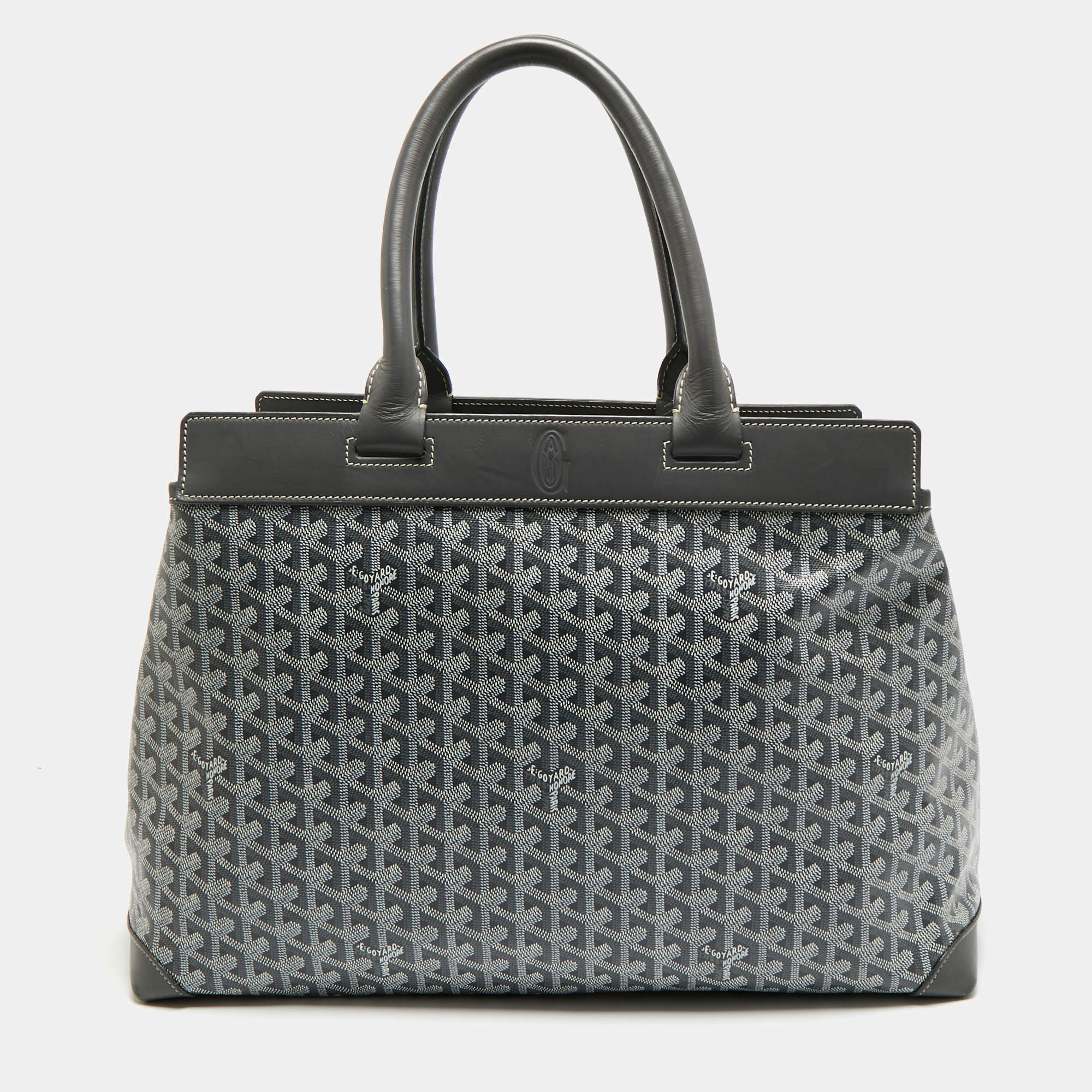Pre Owned Goyard Grey Goyardine Coated Canvas Bellechasse GM Tote