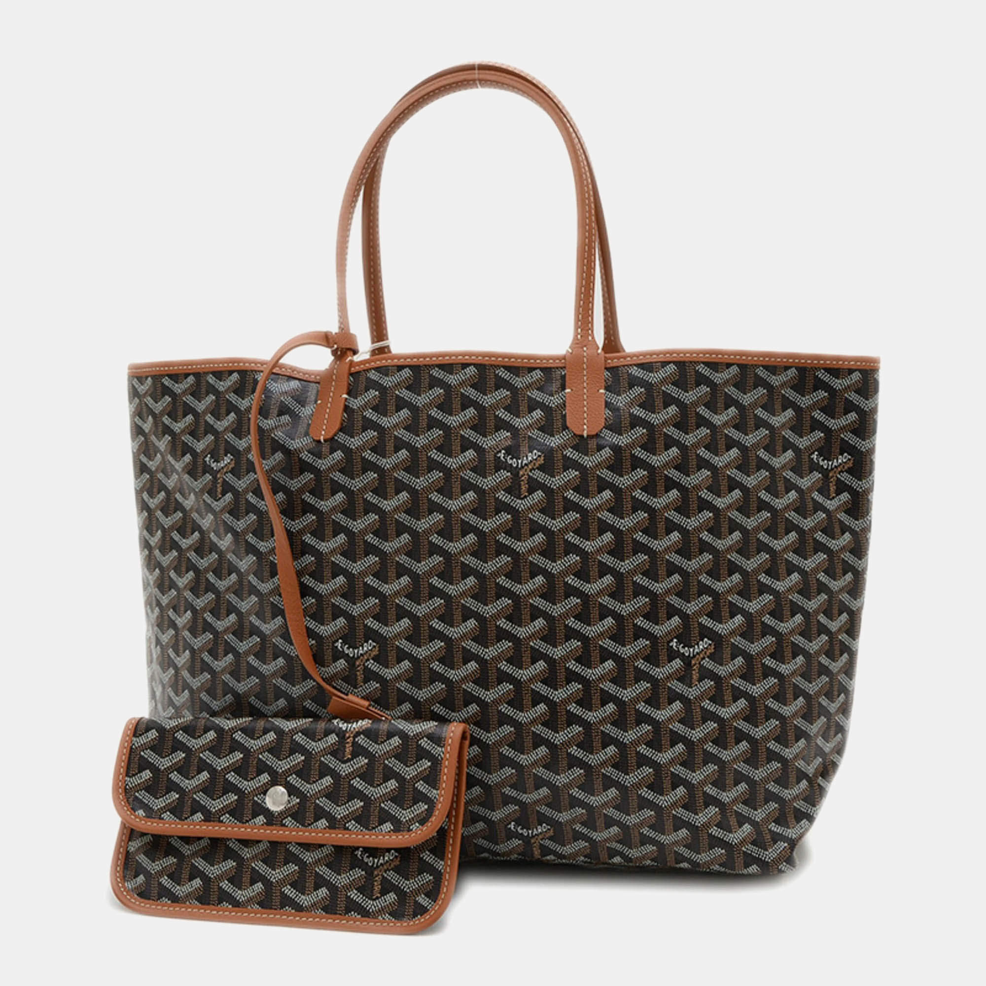 Pre Owned Goyard Saint Louis PM Brown Goyardine Canvas Tote Bag