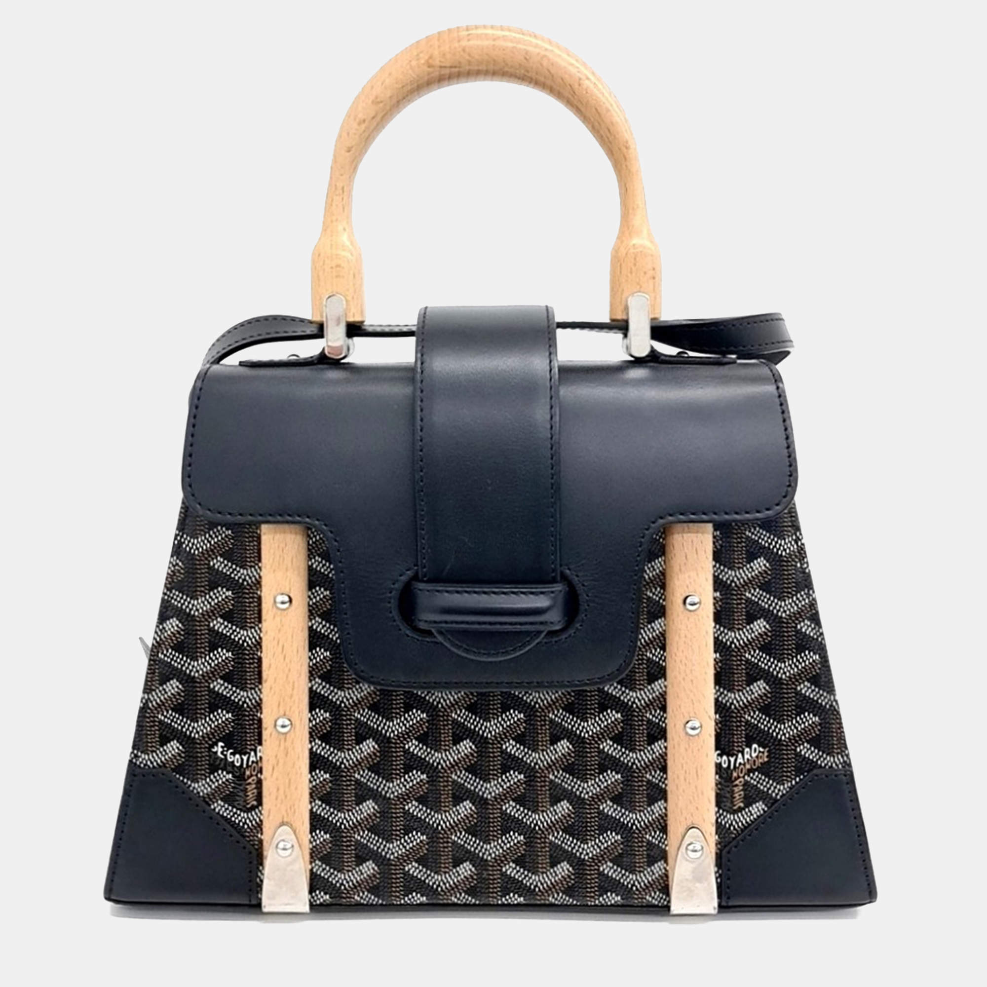 Pre Owned Goyard Black Coated Canvas and Leather Saigon Bag MM