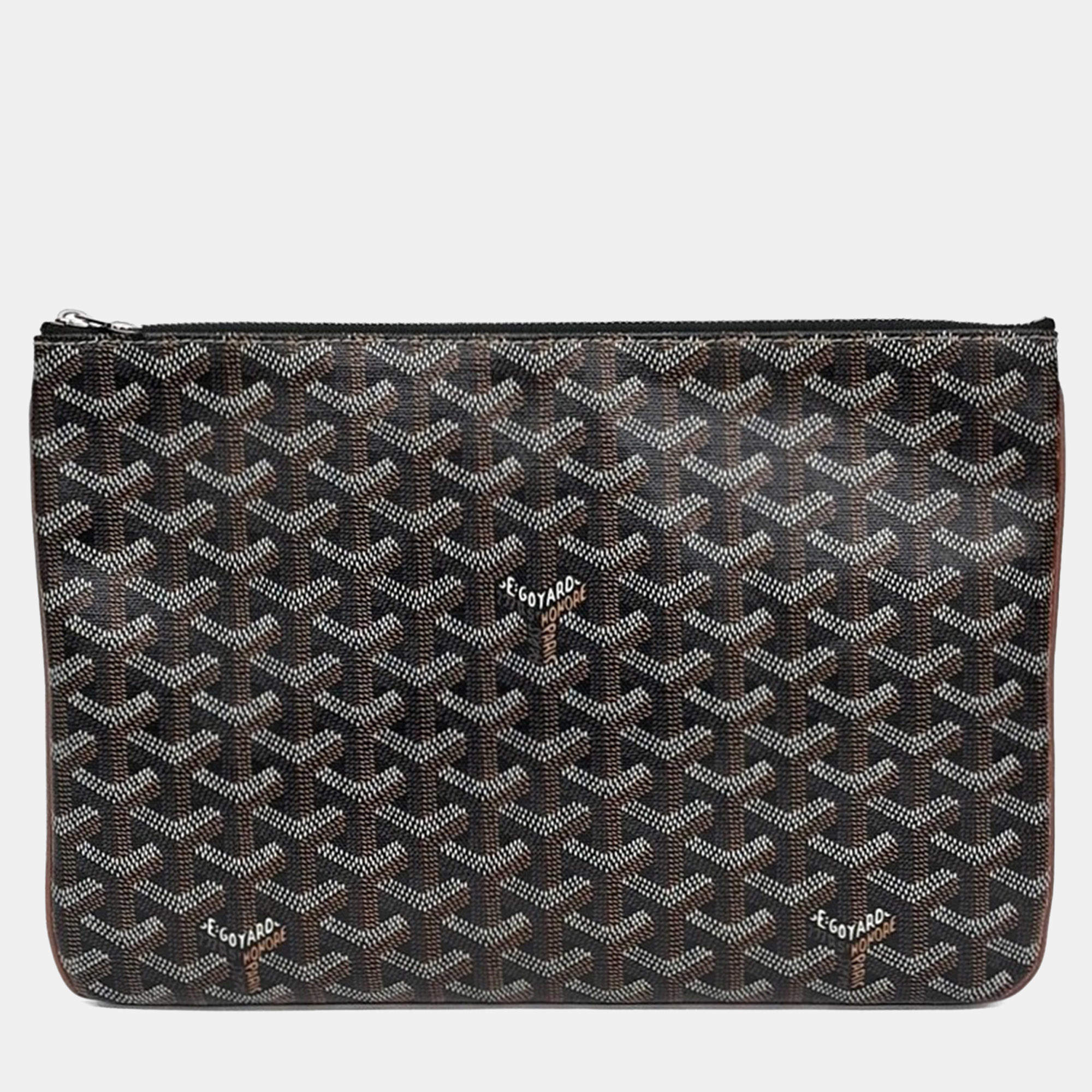 Pre Owned Goyard Brown Coated Canvas Sena MM Bag