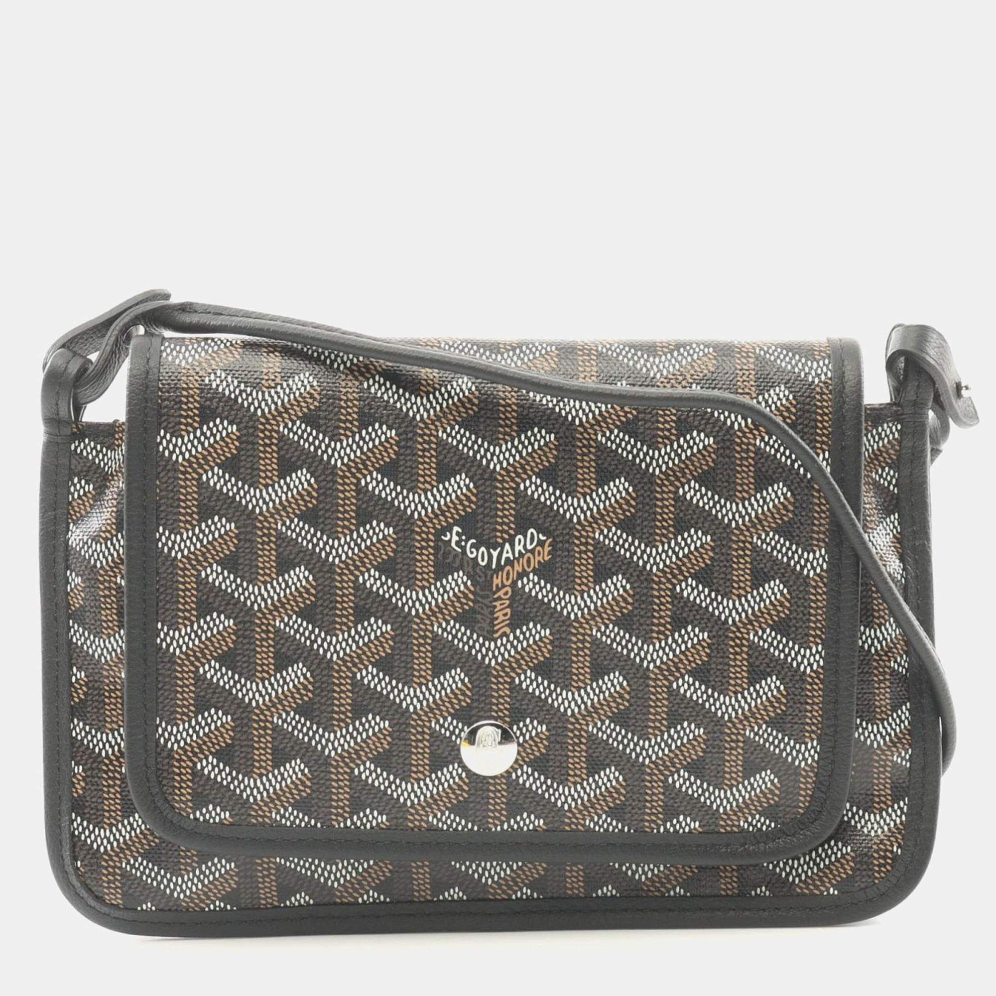 Pre Owned Goyard Plume Black Multicolor Coated Canvas Shoulder Bag
