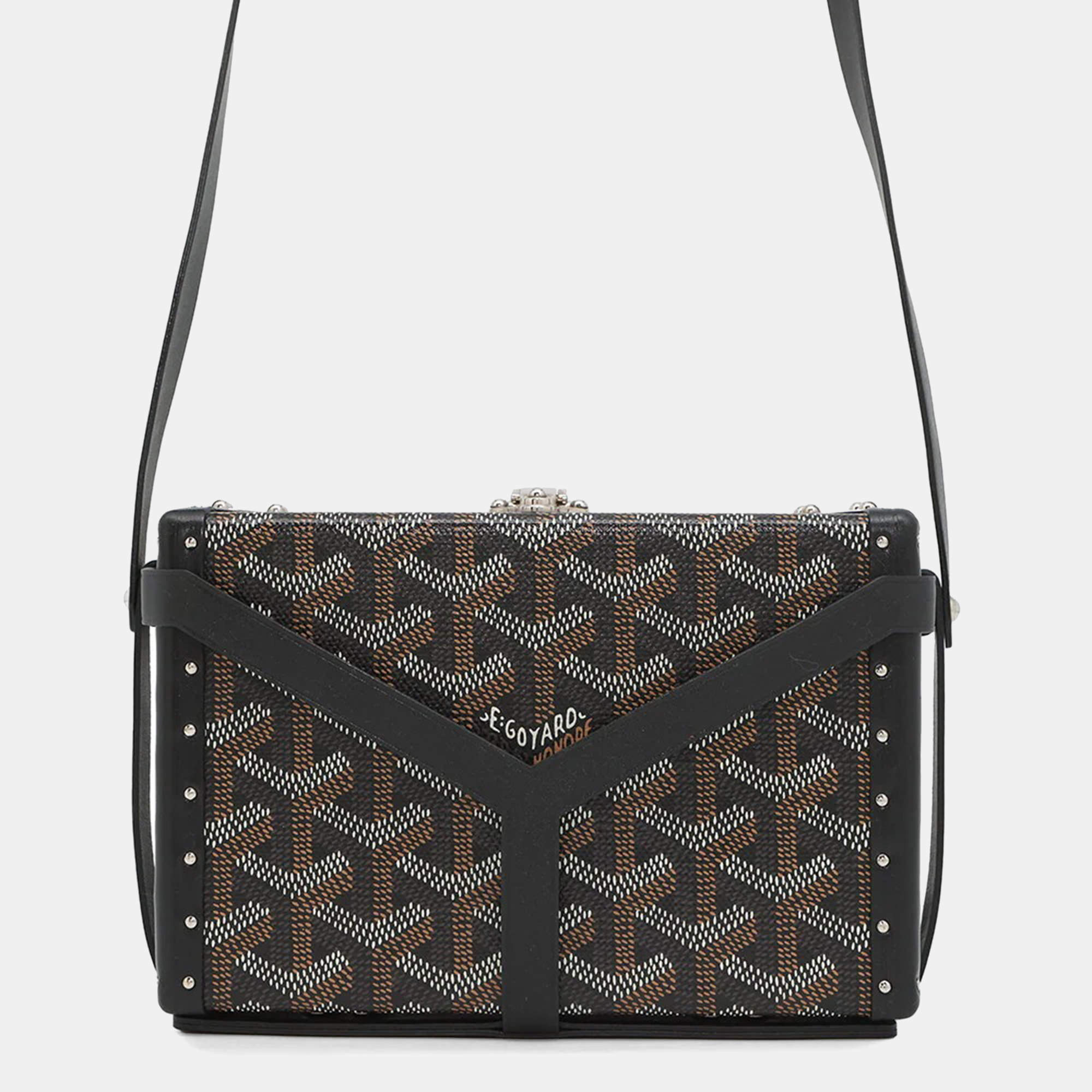 Pre Owned Goyard Menodiaire Black Pvc Leather Trunk Shoulder Bag