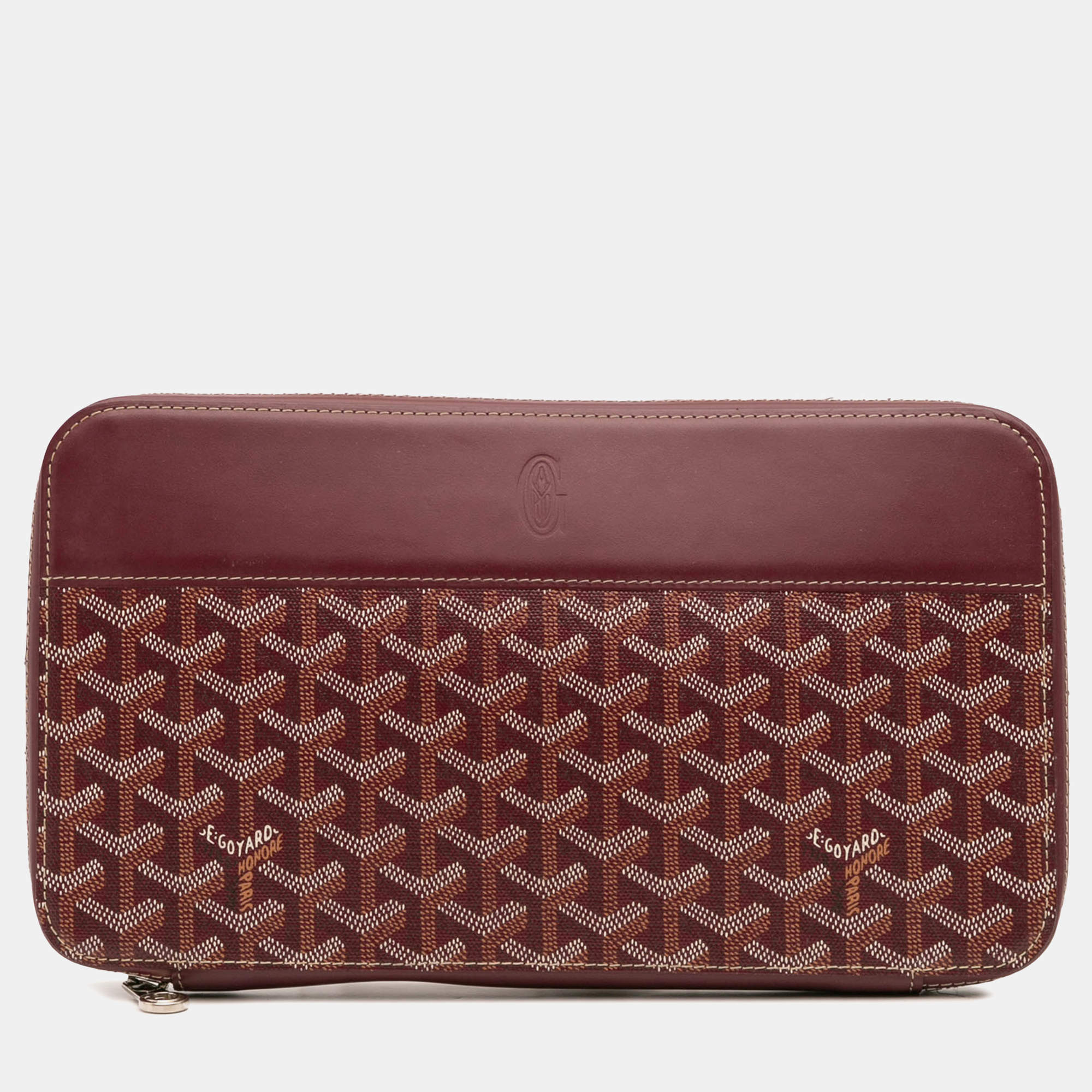Pre Owned Goyard Red Goyardine Opera Travel Wallet