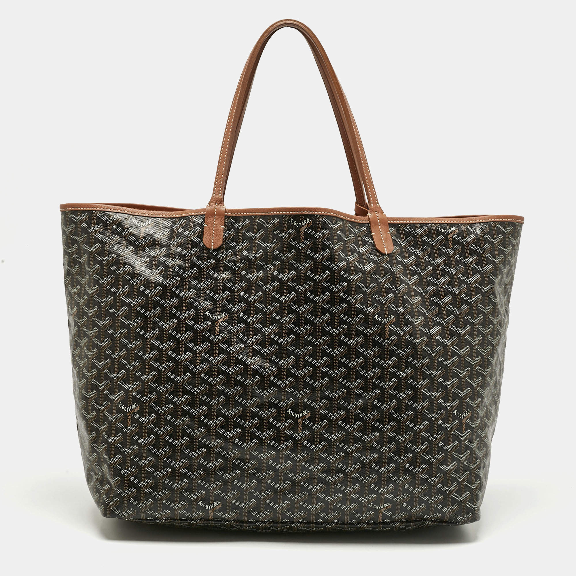 Pre Owned Goyard Brown Goyardine Coated Canvas and Leather Saint Louis GM Tote