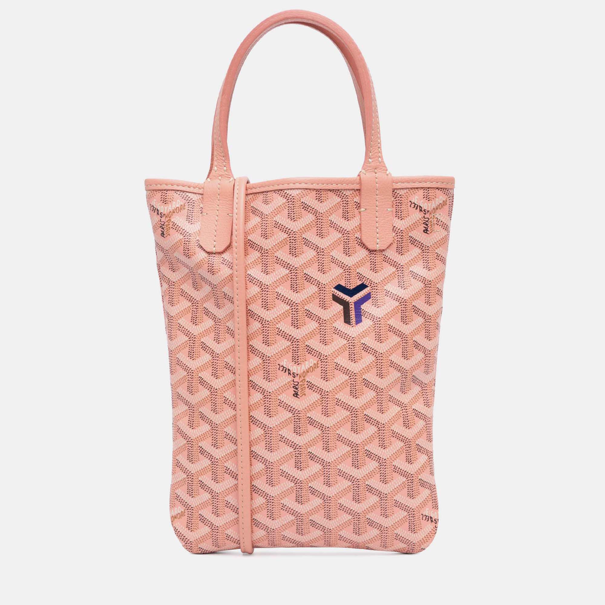 Pre Owned Goyard Poitiers Claire Voie Pink Goyardine Shoulder Bag