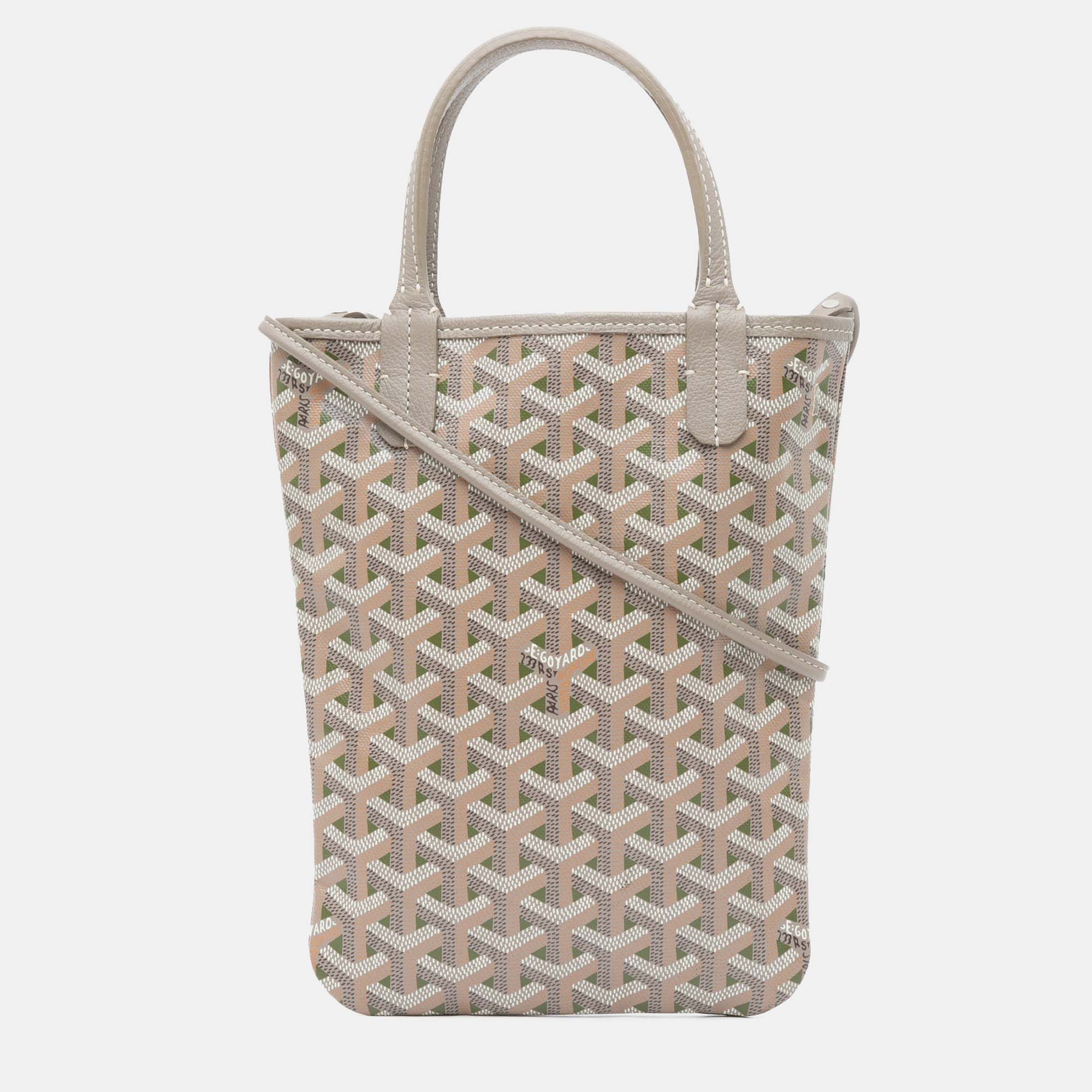 Pre Owned Goyard Poitiers Claire Voie Grey Goyardine Shoulder Bag