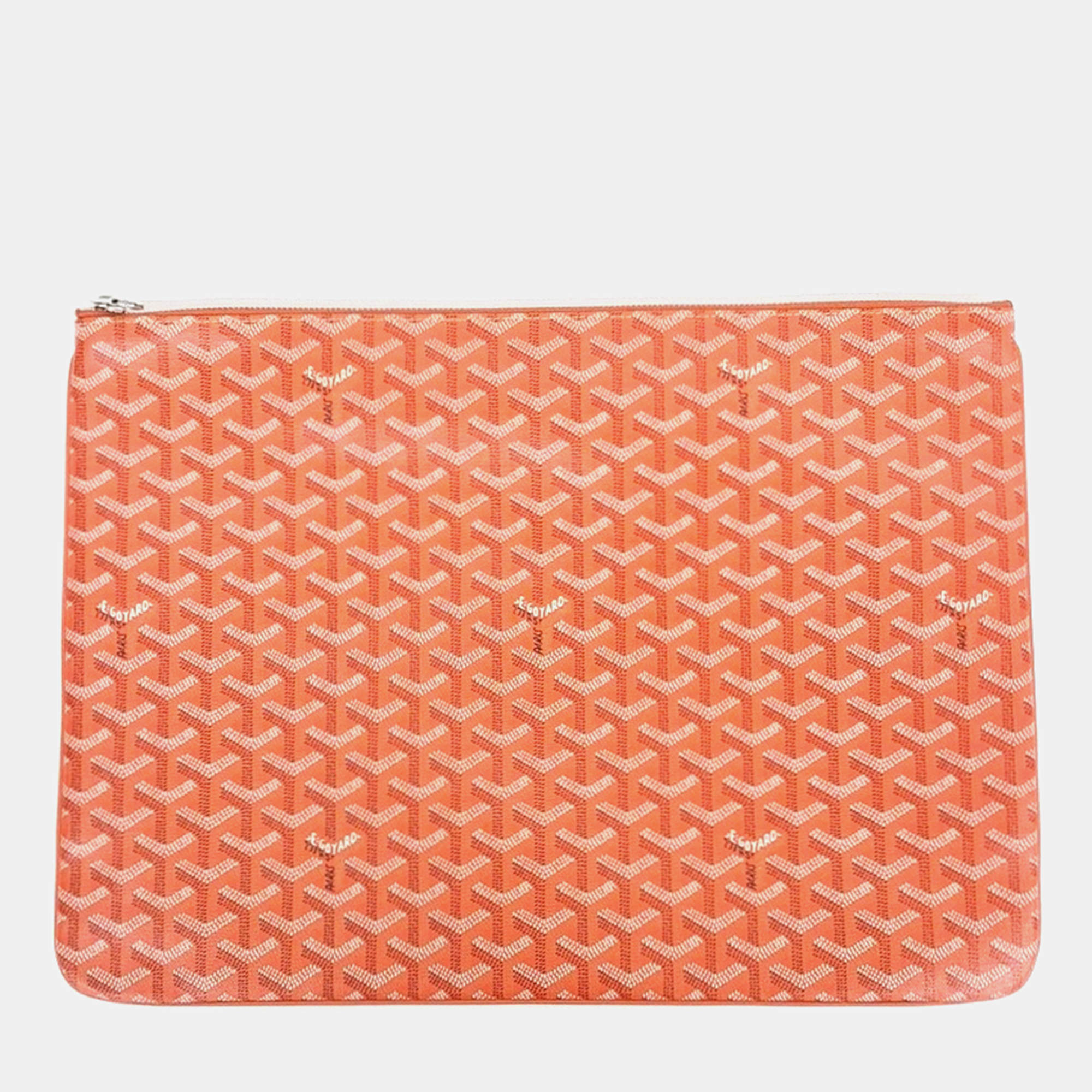 Pre Owned Goyard Orange Coated Canvas Senna GM Bag