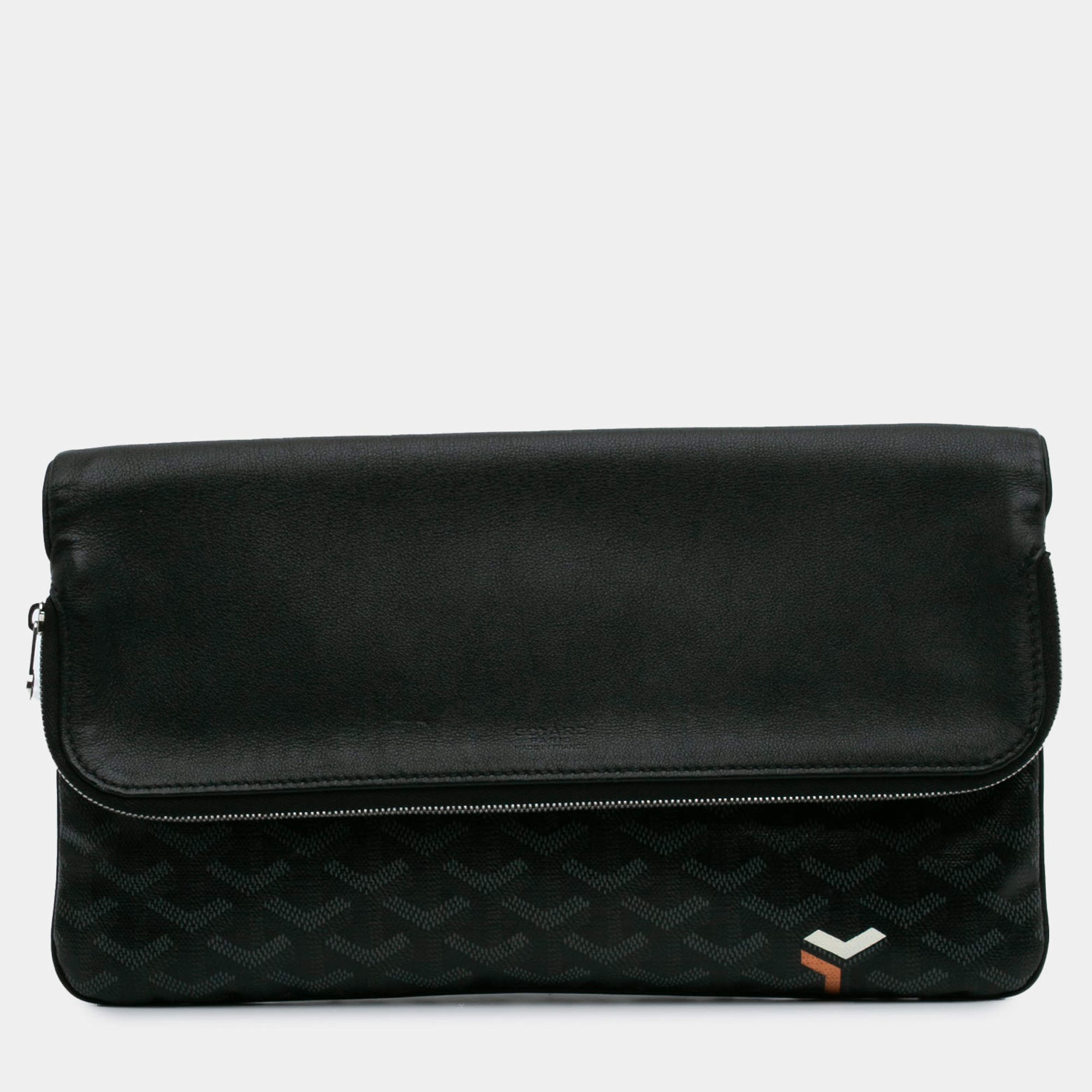 Pre Owned Goyard Sainte Marie Black Goyardine Canvas Crossbody Bag