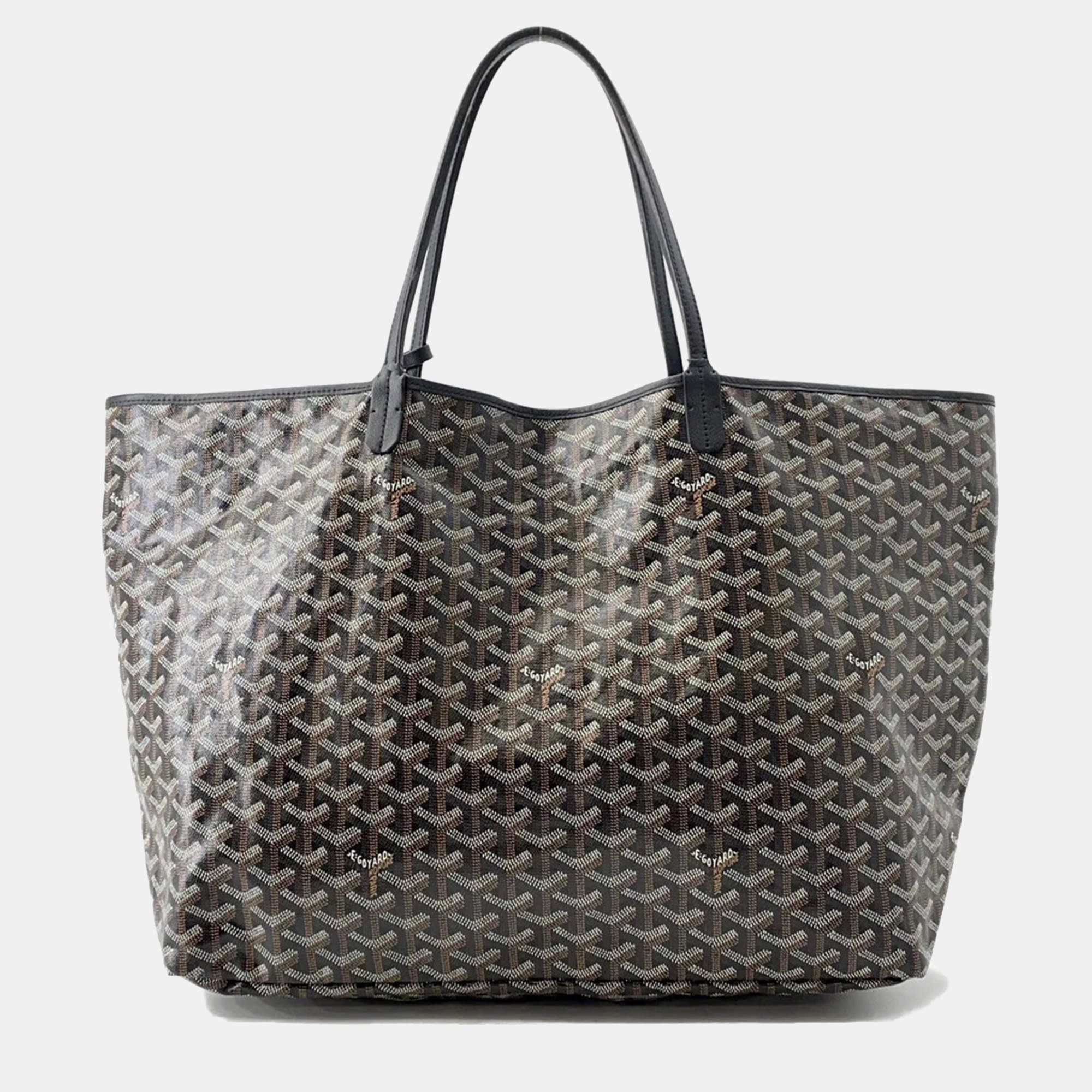 Pre Owned Goyard Saint Louis GM Black PVC Leather Tote Bag