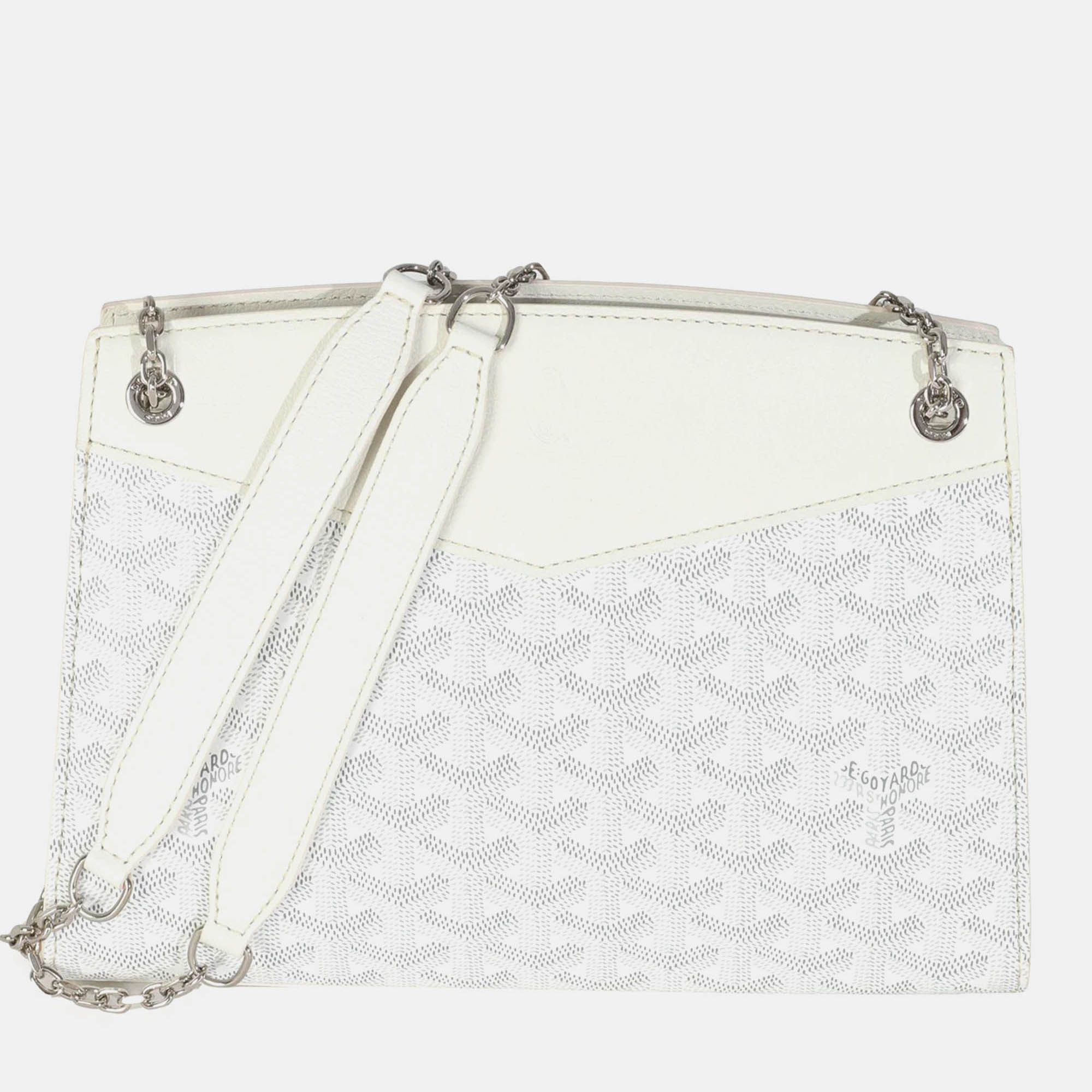 Pre Owned Goyard White Goyardine Canvas Rouette Structure PM