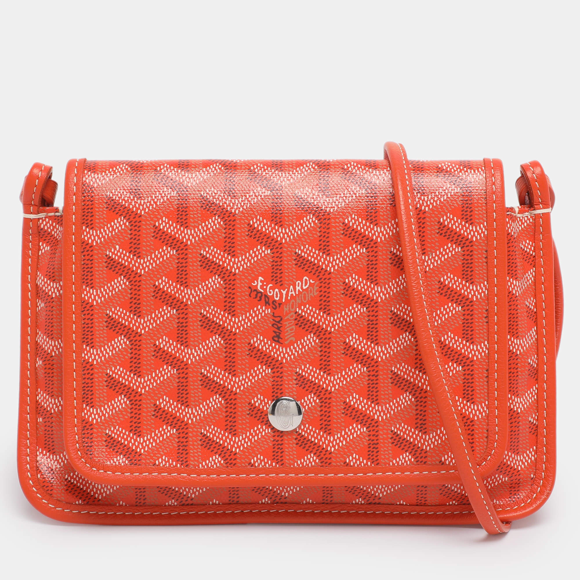 Pre Owned Goyard Orange Goyardine Coated Canvas Plumet Crossbody Bag