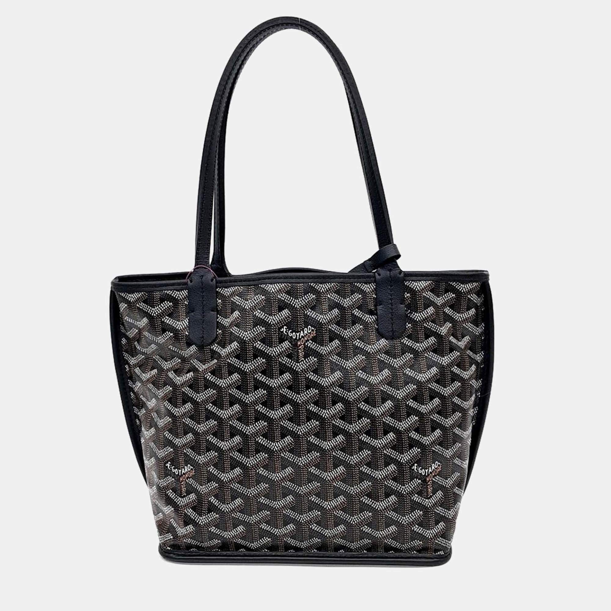 Pre Owned Goyard Mini Anjou Black Canvas Bag