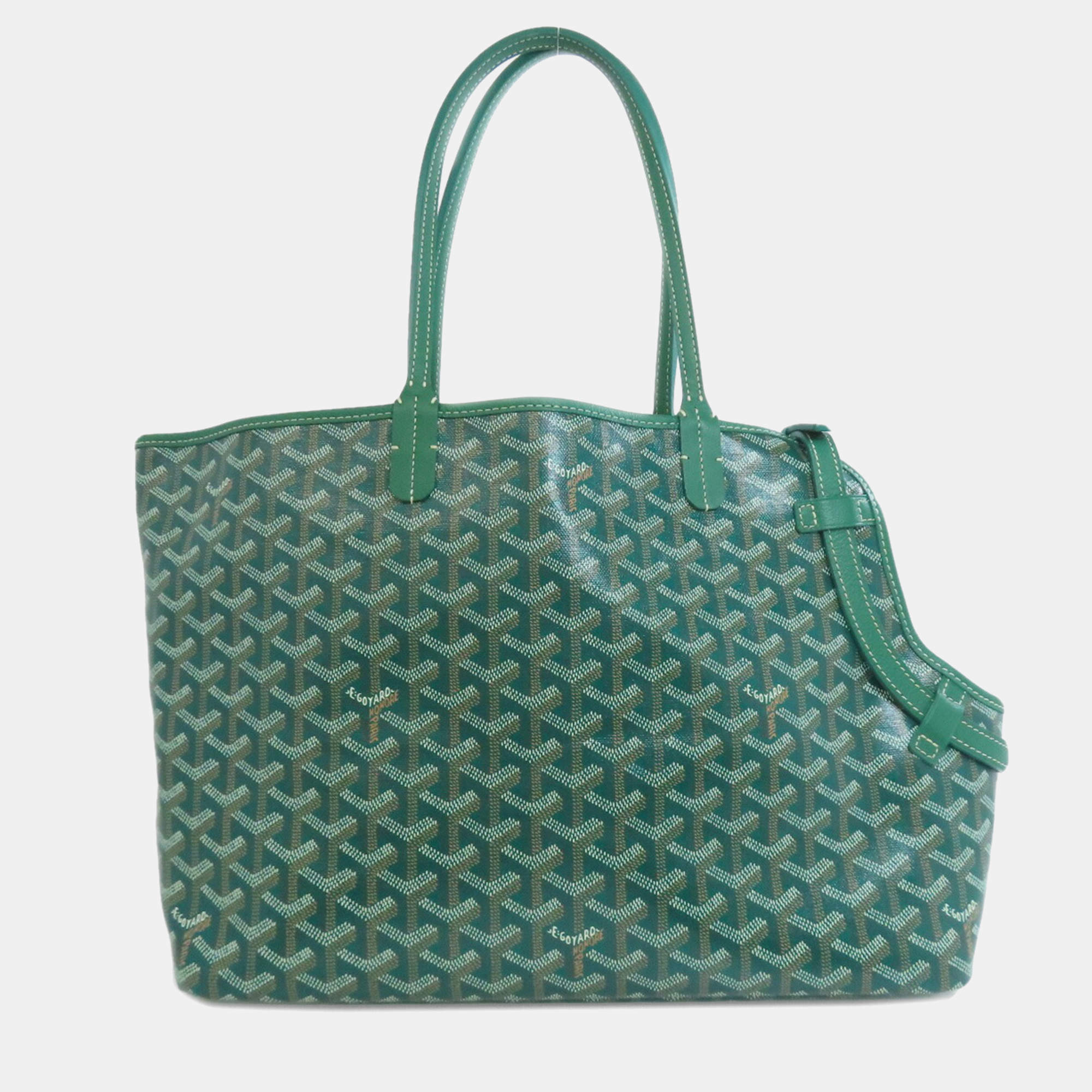 Pre Owned Goyard Cyan Green Tote Bag Coated Canvas