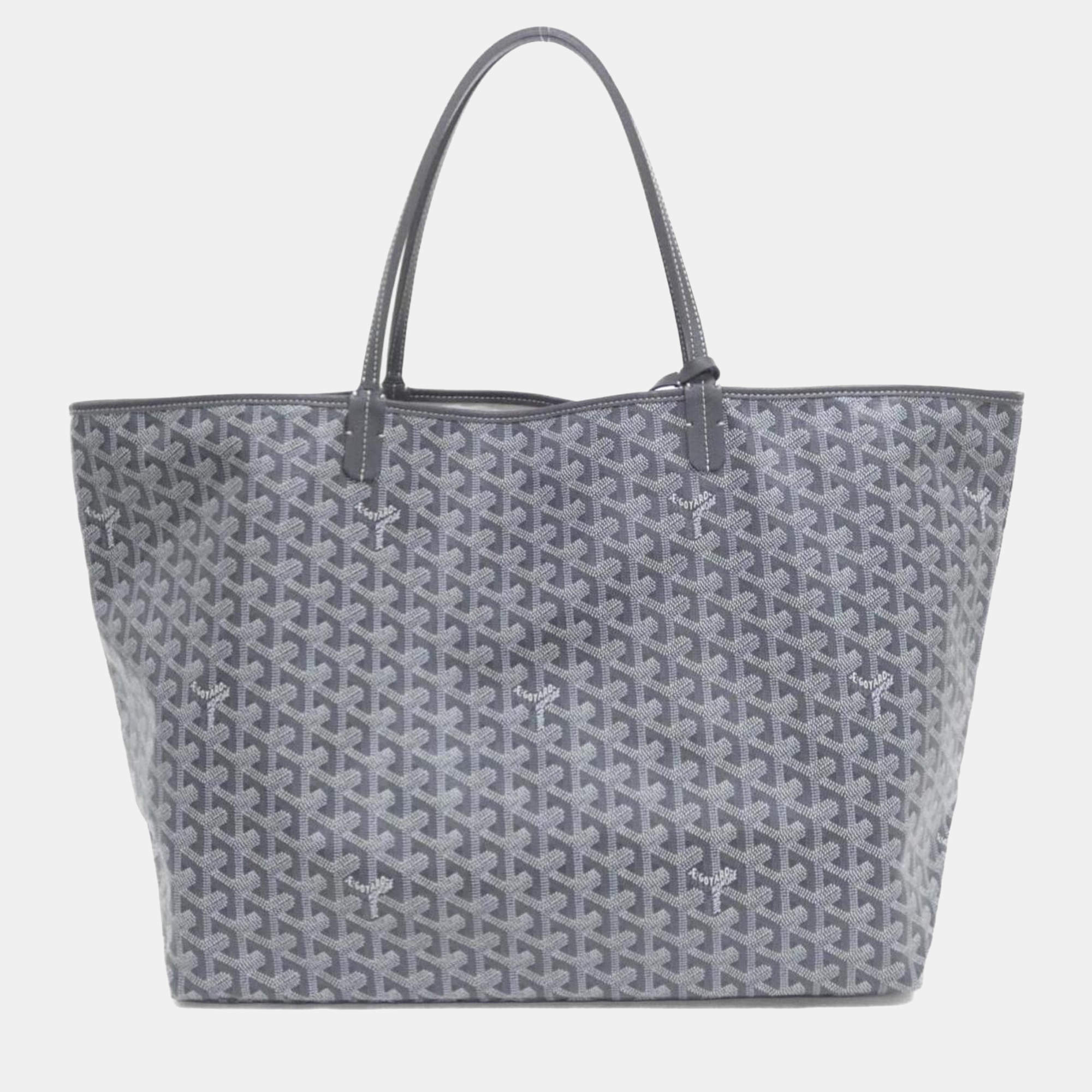 Pre Owned Goyard Saint Louis GM Black Coated Canvas Tote Bag