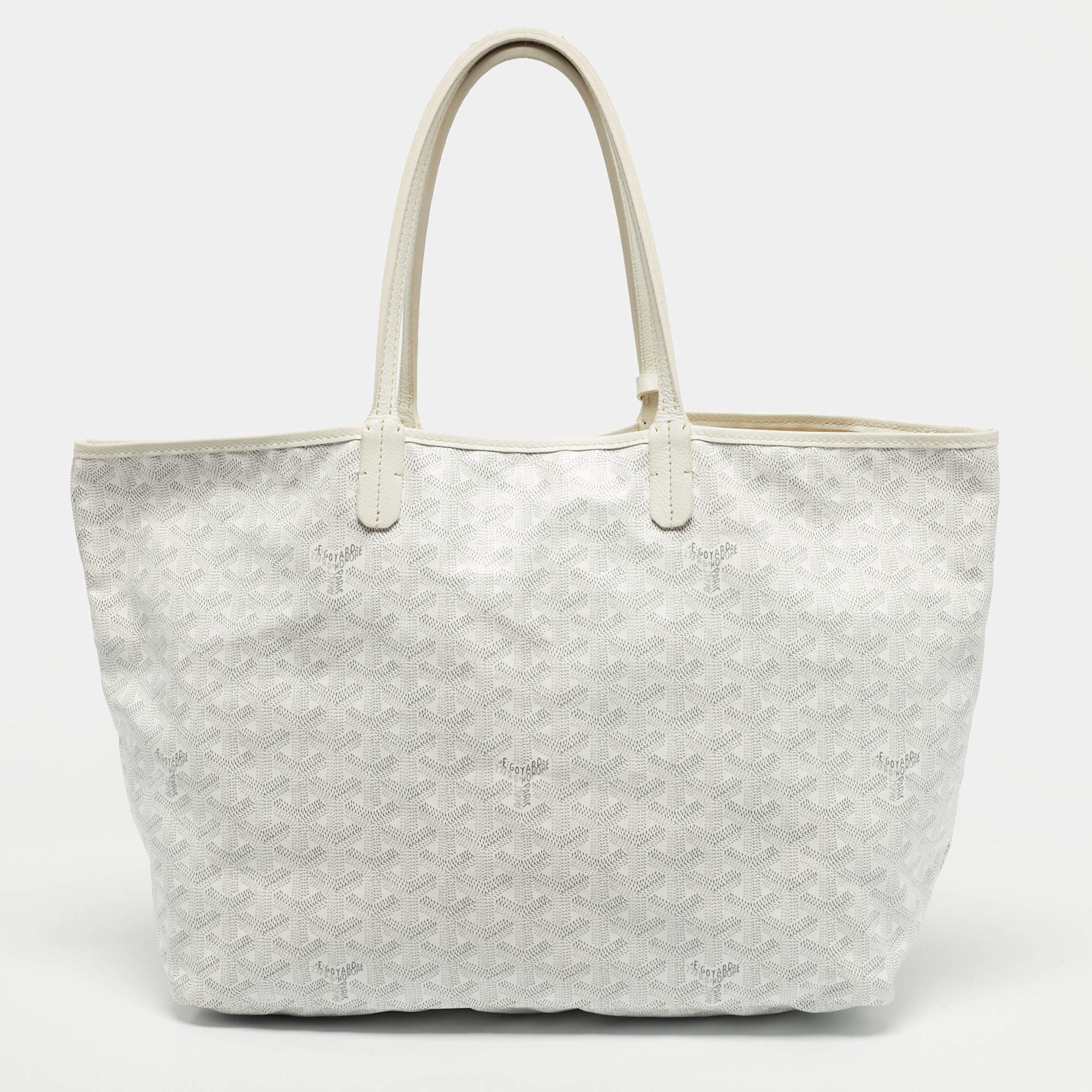 Pre Owned Goyard White Goyardine Coated Canvas and Leather Saint Louis PM Tote