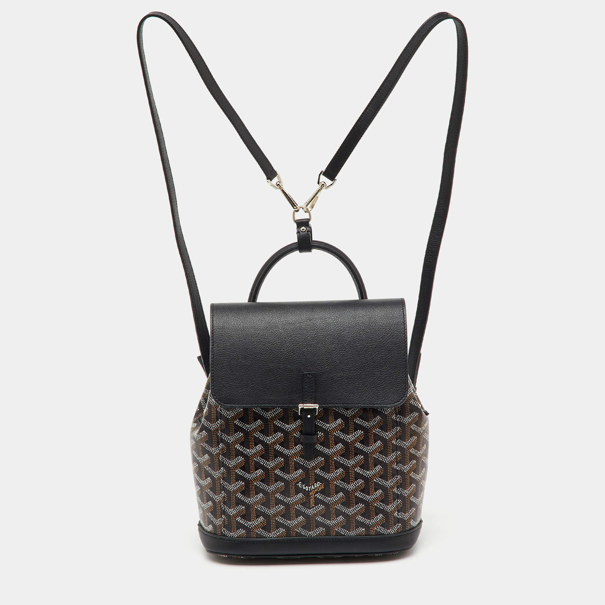 Pre Owned Goyard Black Goyardine Coated Canvas and Leather Mini Alpin Backpack