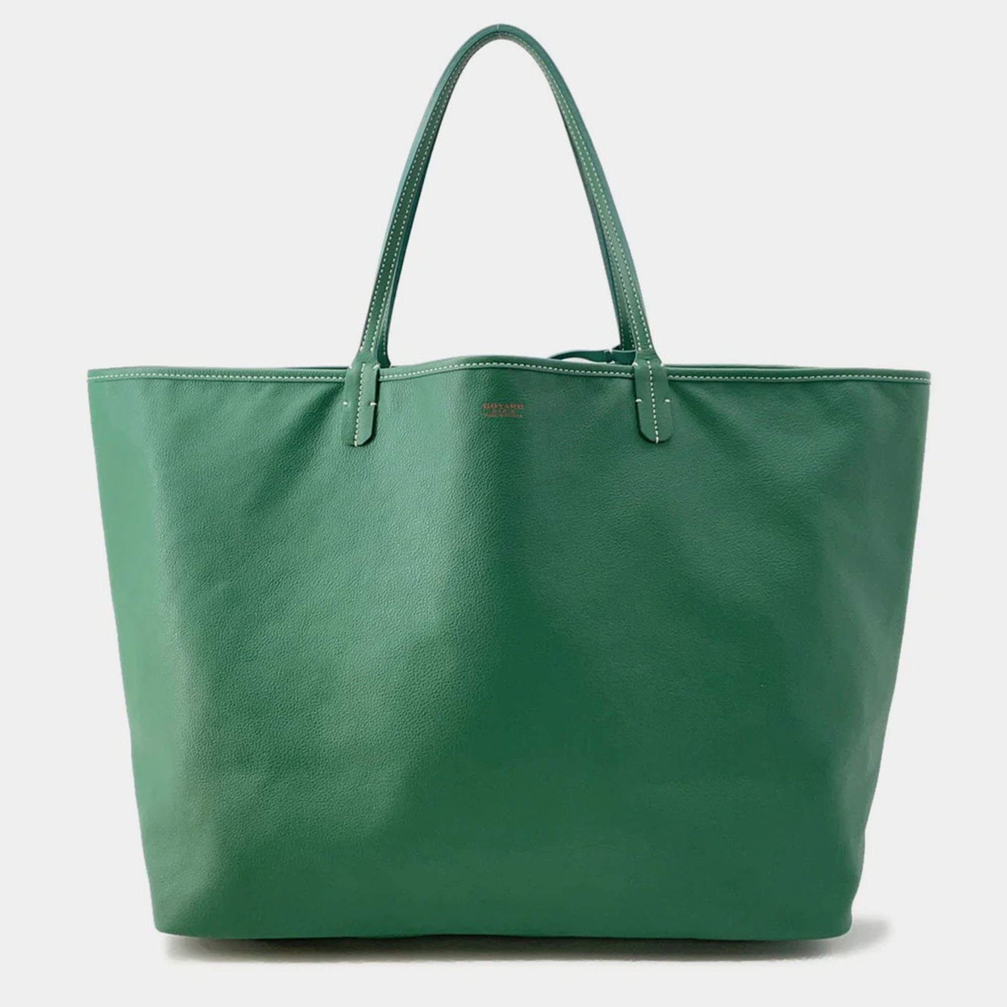 Pre Owned Goyard Anju Green Canvas Leather GM Shoulder Bag