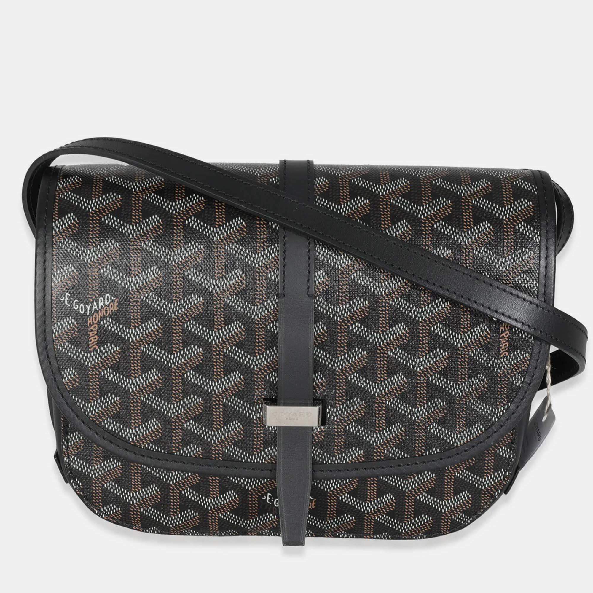 Pre Owned Goyard Black Goyardine Canvas Belvedere PM