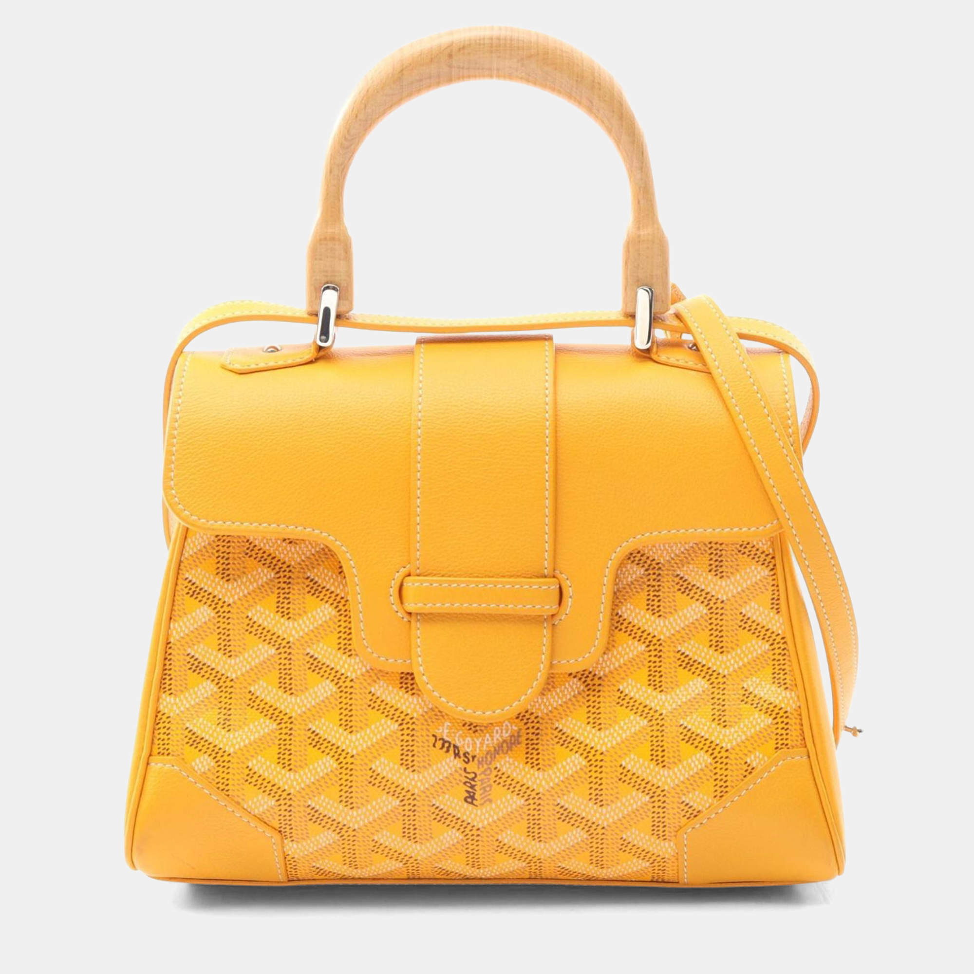Pre Owned Goyard Saigon Yellow Coated Canvas Leather Mini Handbag