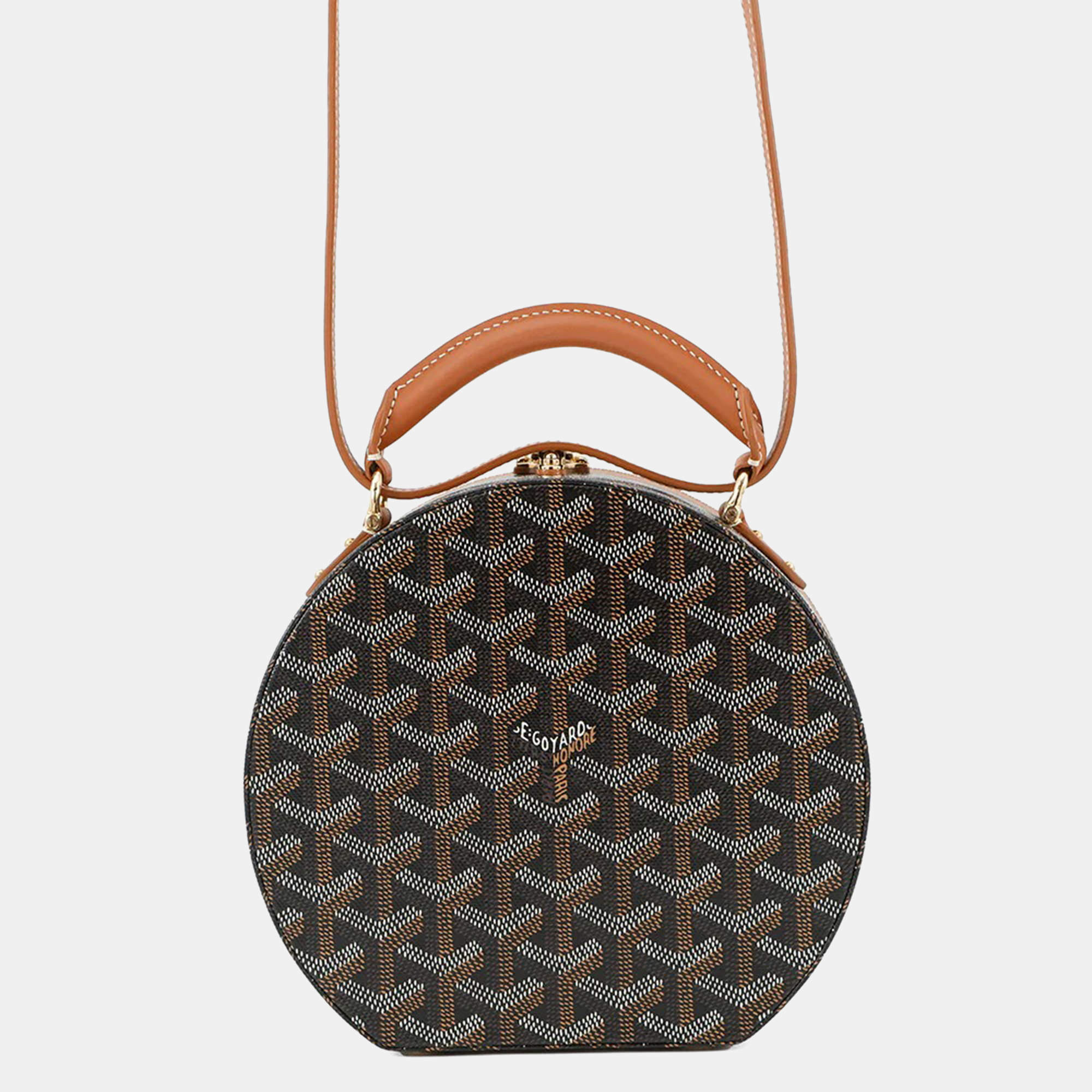 Pre Owned Goyard Hat Box And Alto Trunk Bag Black/Natural Goyardine Canvas Cervon Calf Leather