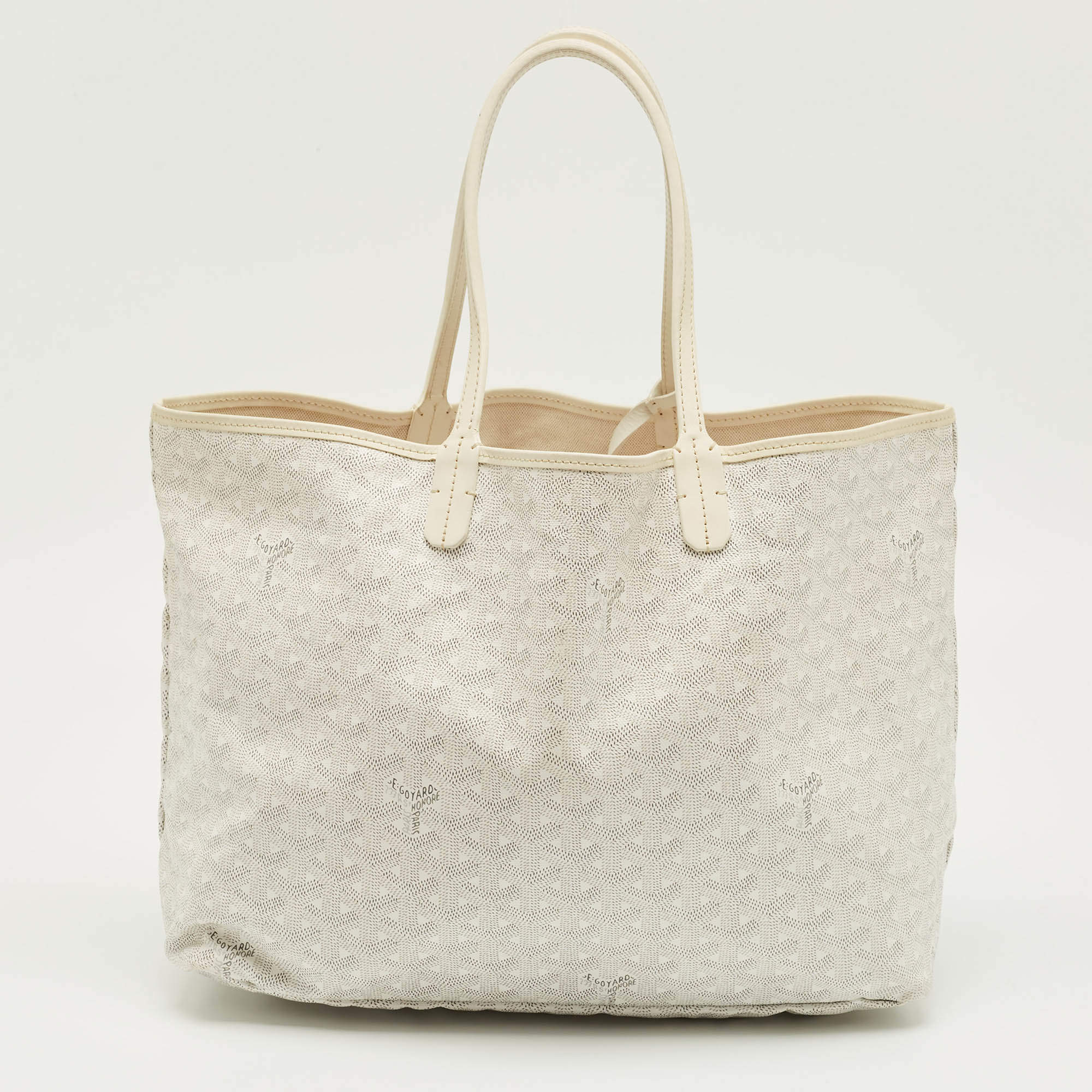 Pre Owned Goyard White Goyardine Coated Canvas and Leather Saint Louis PM Tote