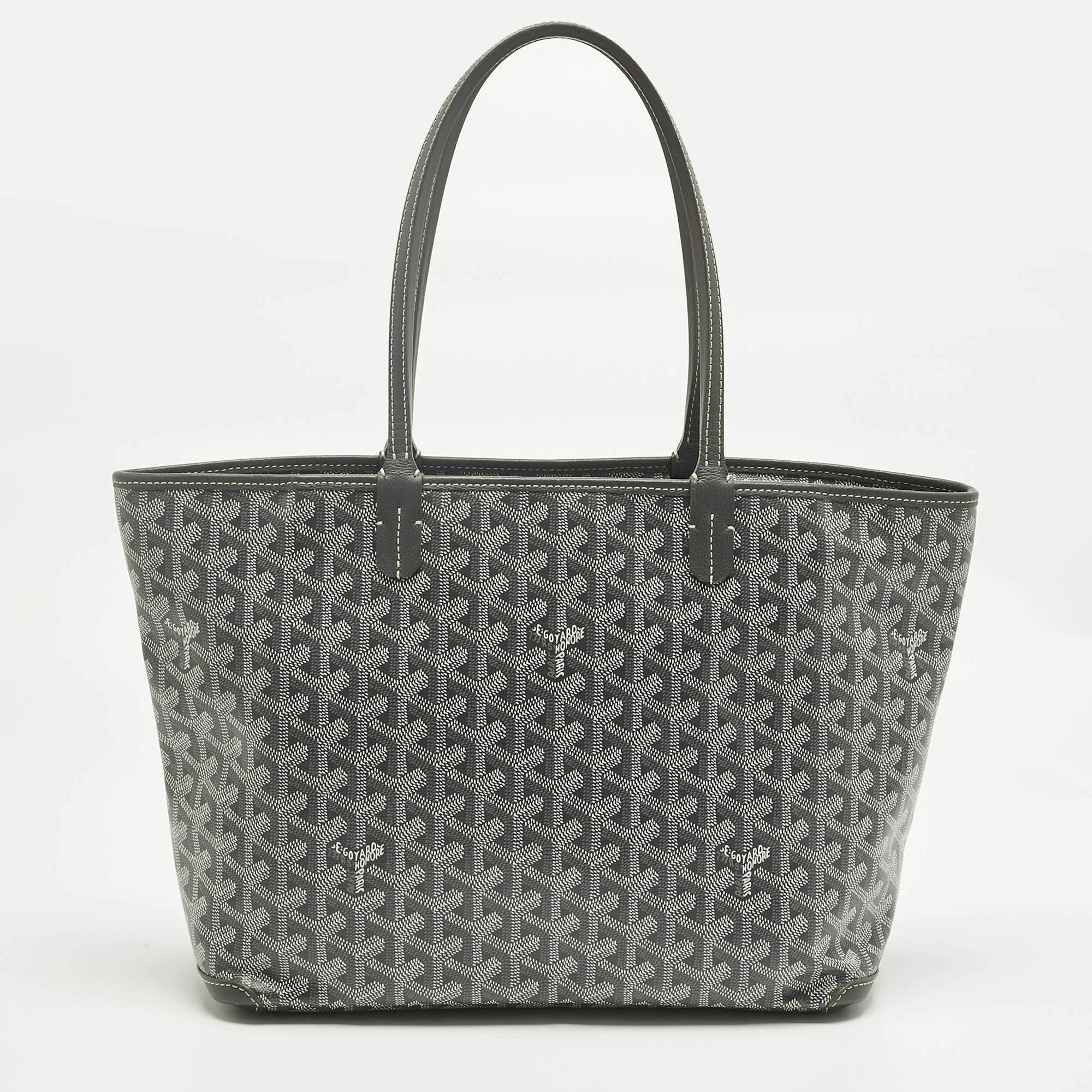Pre Owned Goyard Grey Goyardine Coated Canvas and Leather Artois PM Tote