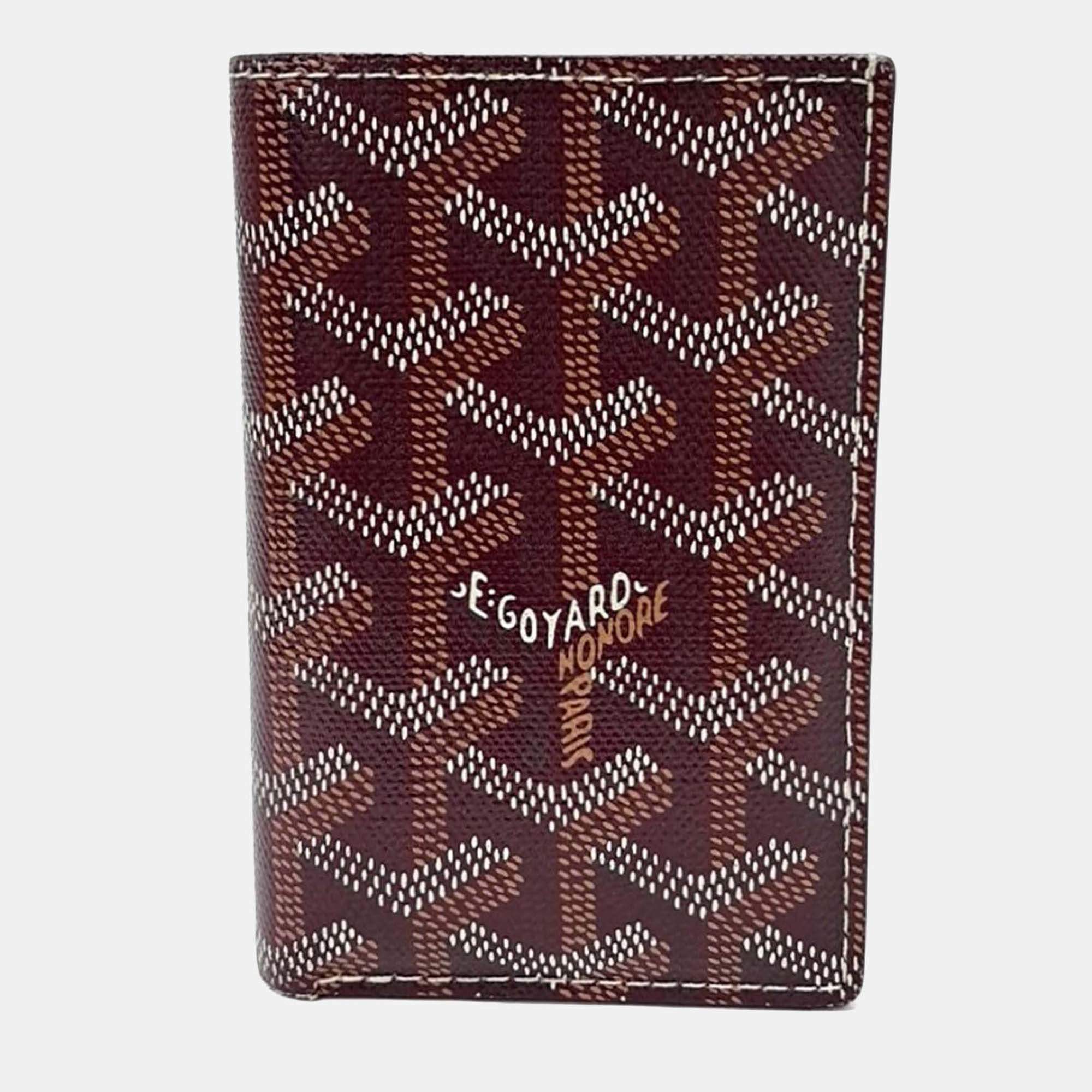 Pre Owned Goyard Burgundy Coated Canvas Saint Pierre card wallet
