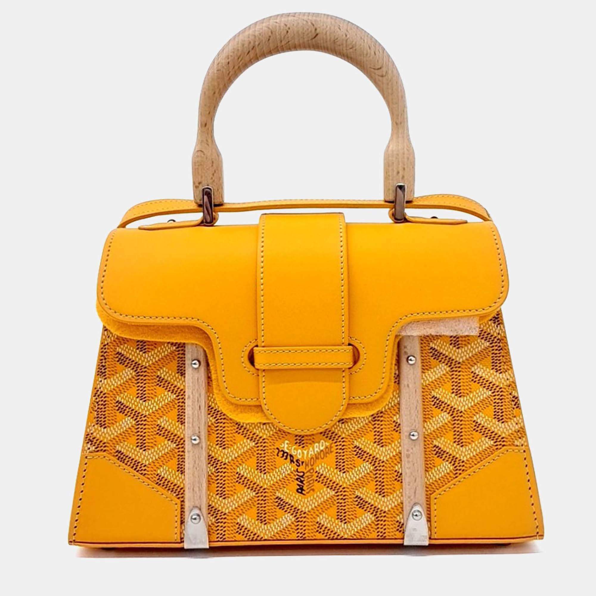 Pre Owned Goyard Yellow Canvas and Leather Saigon Mini