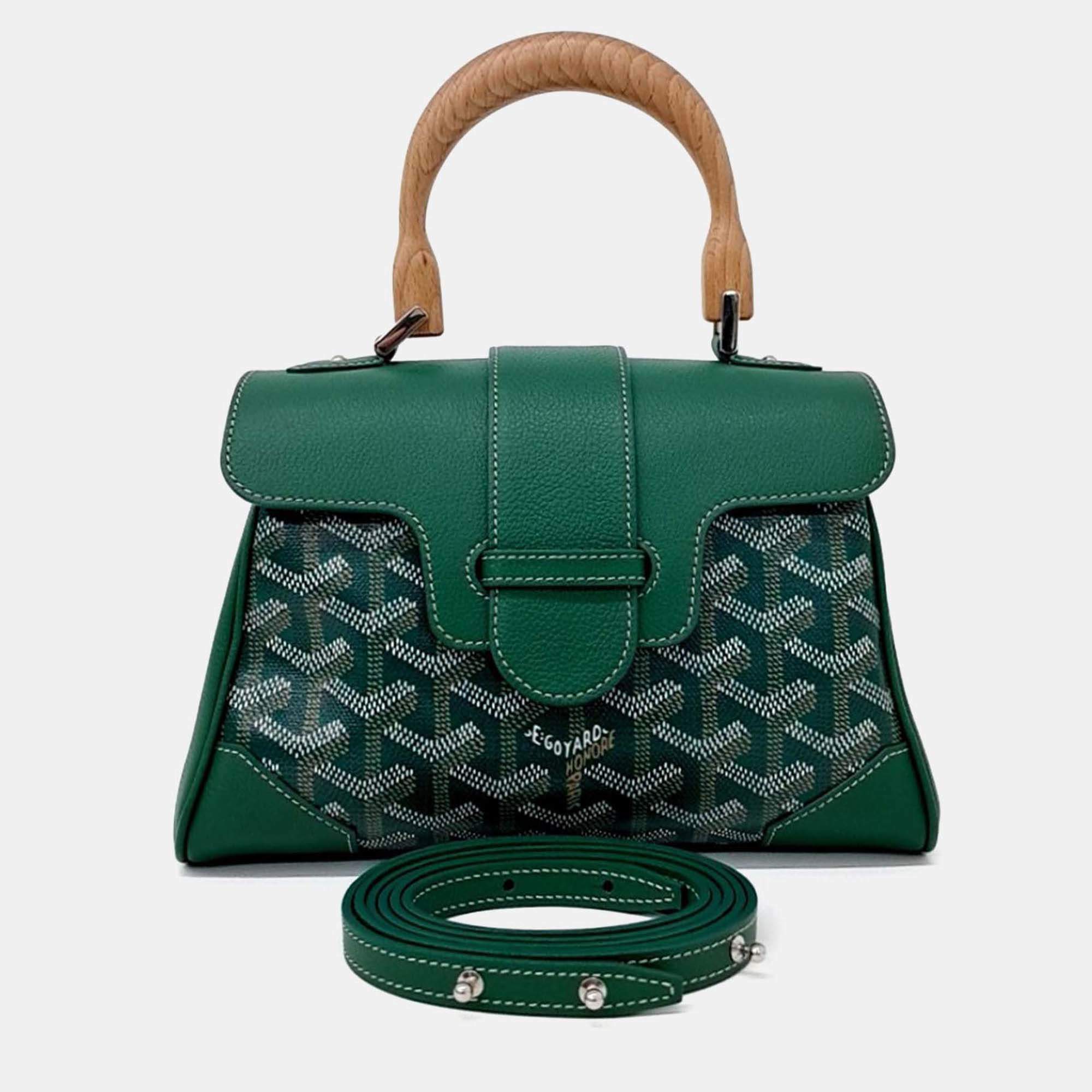 Pre Owned Goyard Green Canvas and Leather Saigon Mini