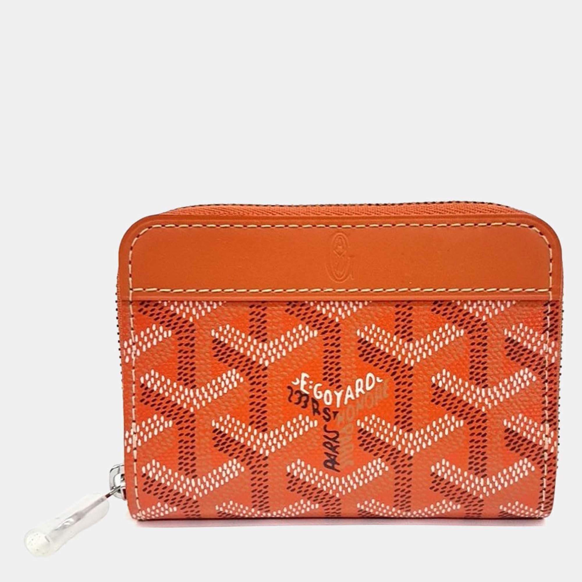 Pre Owned Goyard Orange Coated Canvas Matignon Card Holder