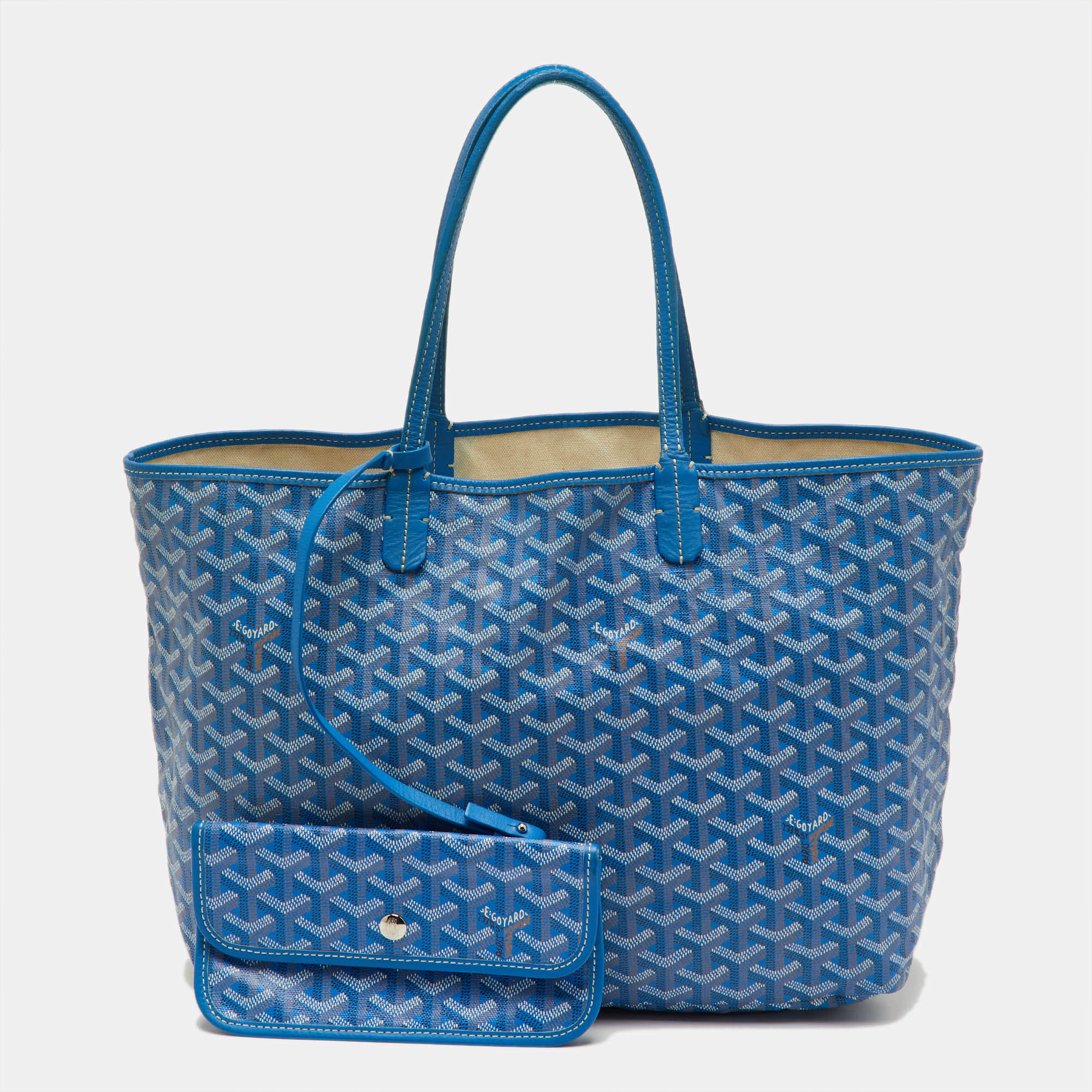 ممل�وكة مسبقًا Goyard Blue Goyardine Coated Canvas and Leather Saint Louis PM Tote
