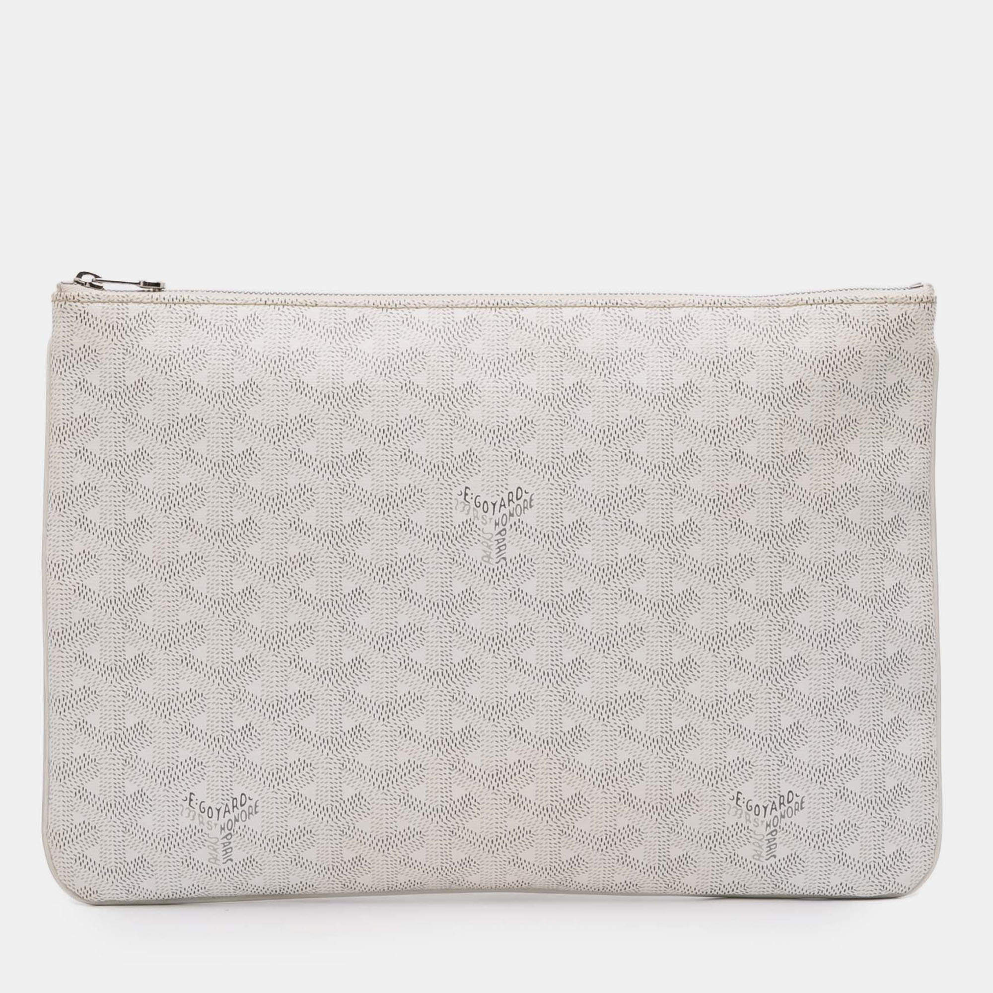 مملوكة مسبقًا Goyard White Goyardine Senat MM