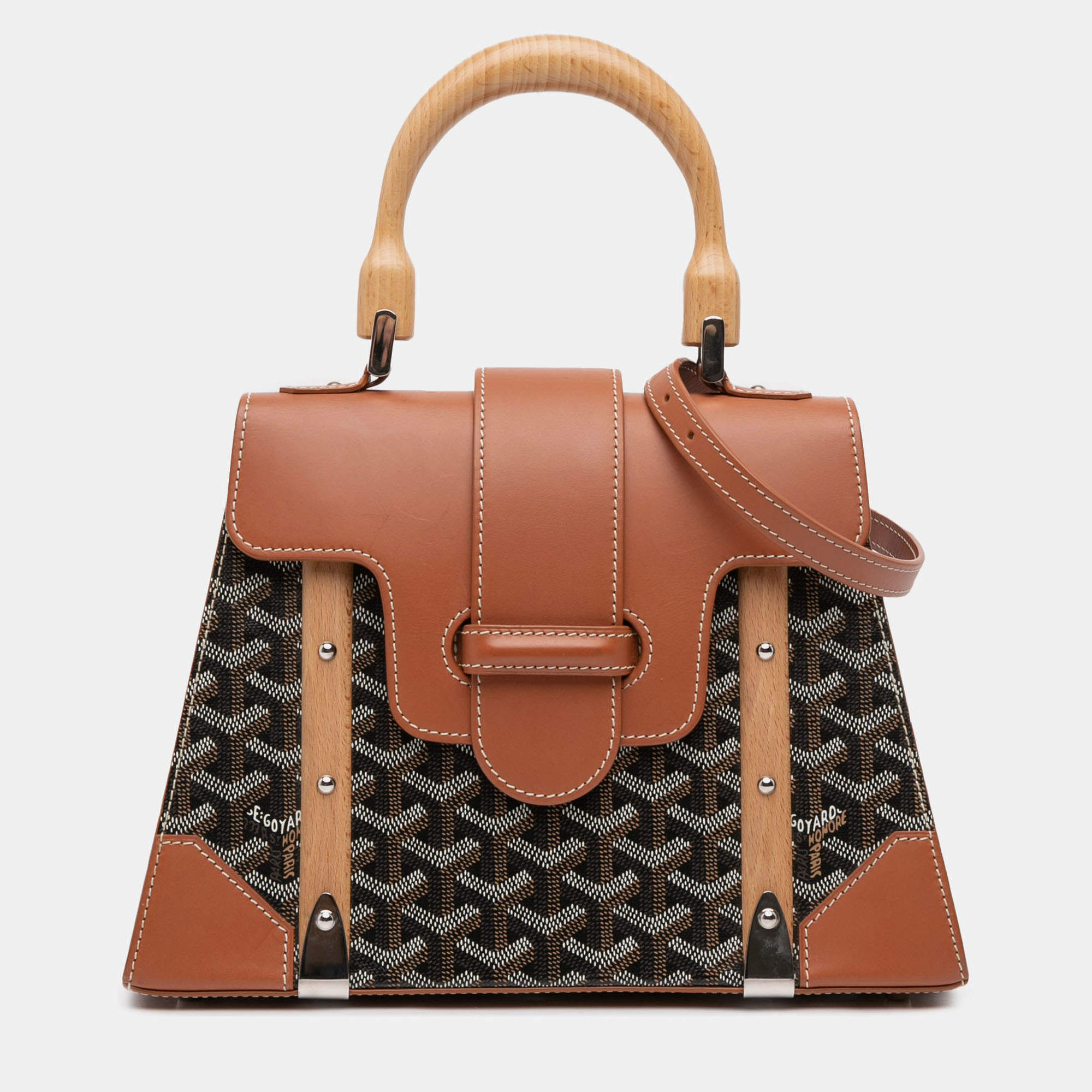 Pre Owned Goyard Black Goyardine Saigon Structured PM