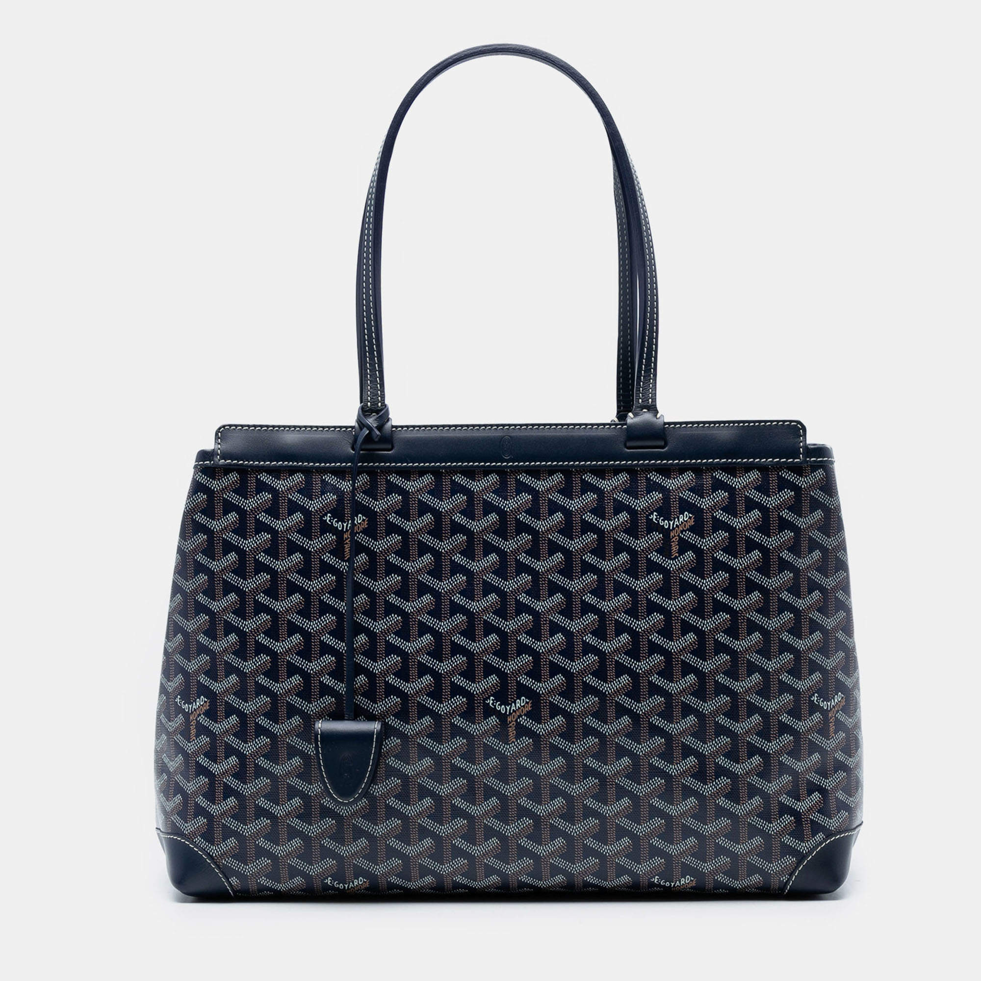 Pre Owned Goyard Blue Goyardine Bellechasse PM