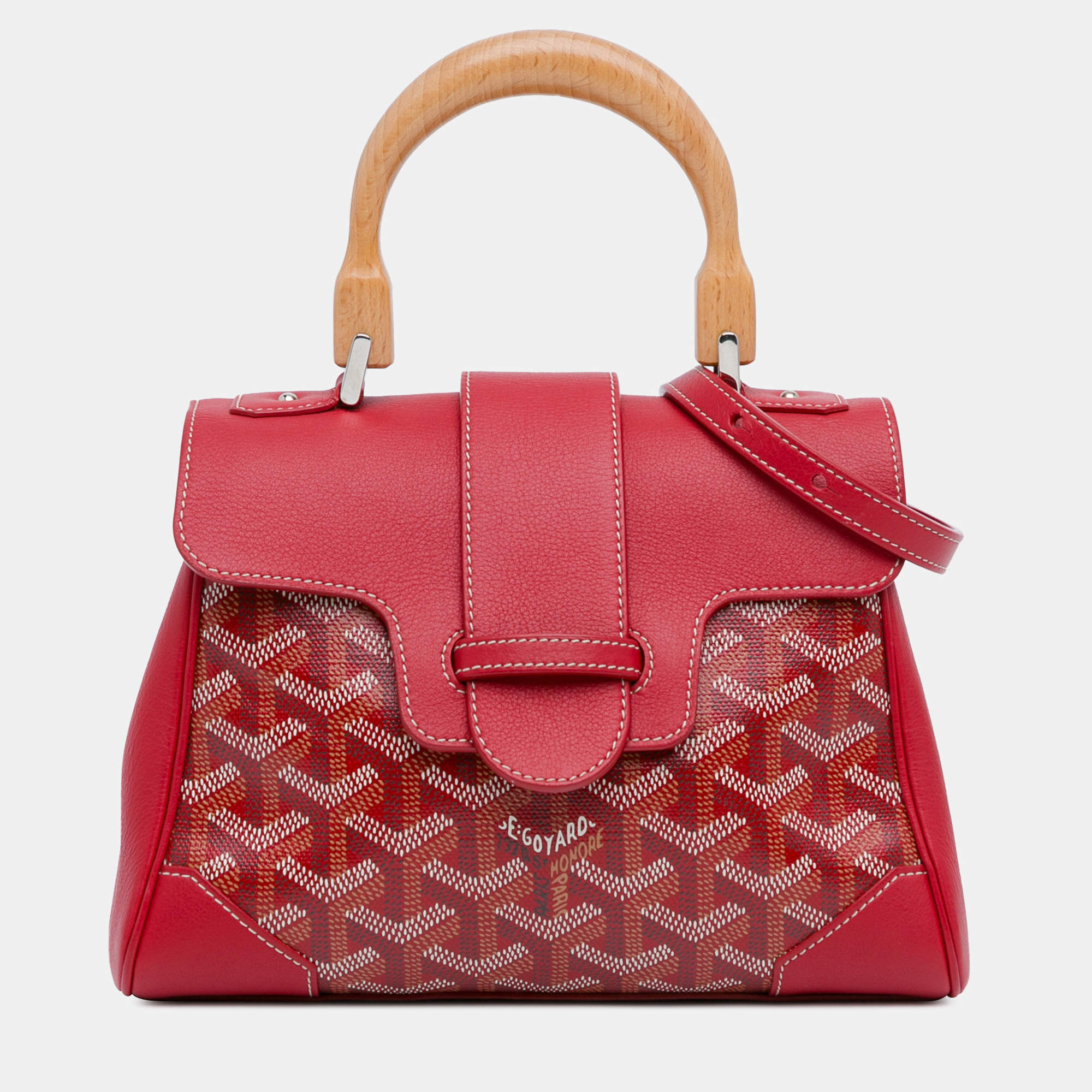 Pre Owned Goyard Red Mini Goyardine Saigon Souple